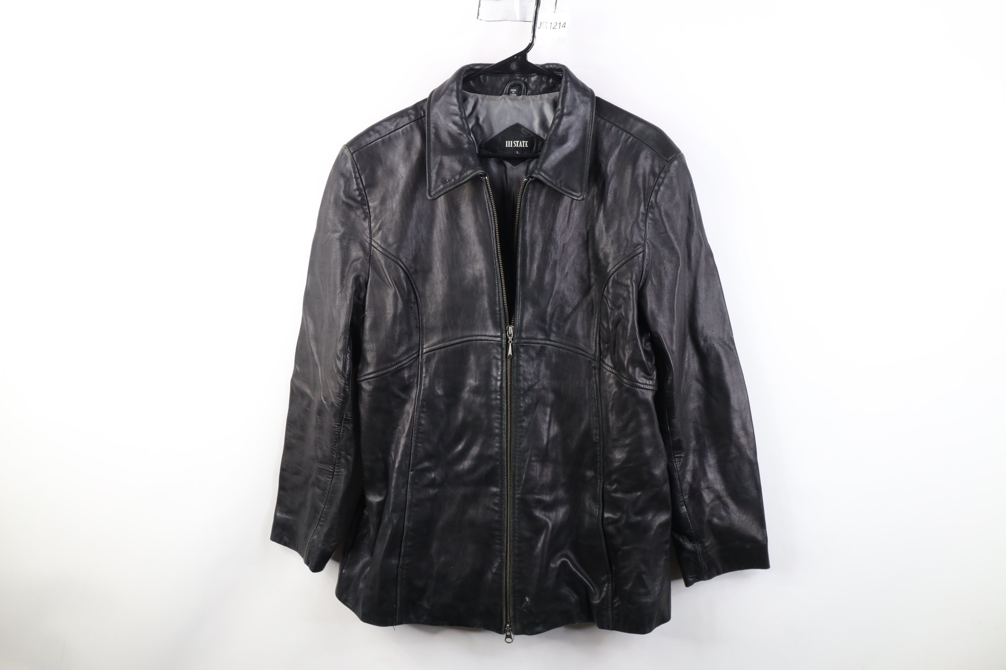 Vintage Vintage 90s Streetwear Soft Leather Collared Jacket Black Size US L / EU 52-54 / 3 - 1 Thumbnail