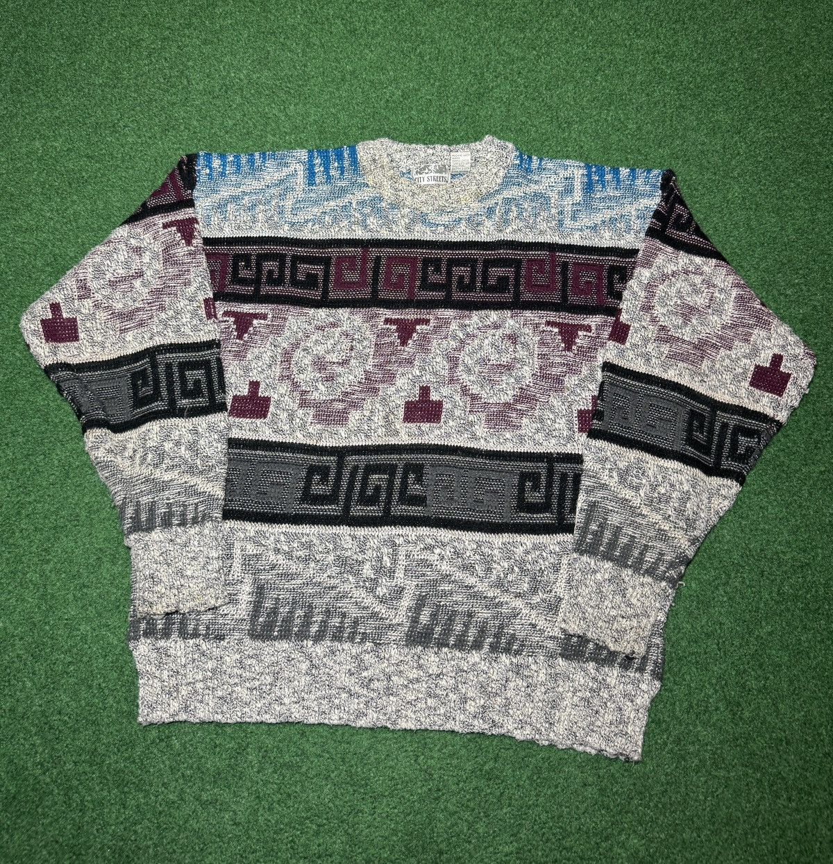 City Streets Vintage City Streets Retro 90s Geometric Lrg Knit Sweater Size US L / EU 52-54 / 3 - 1 Thumbnail