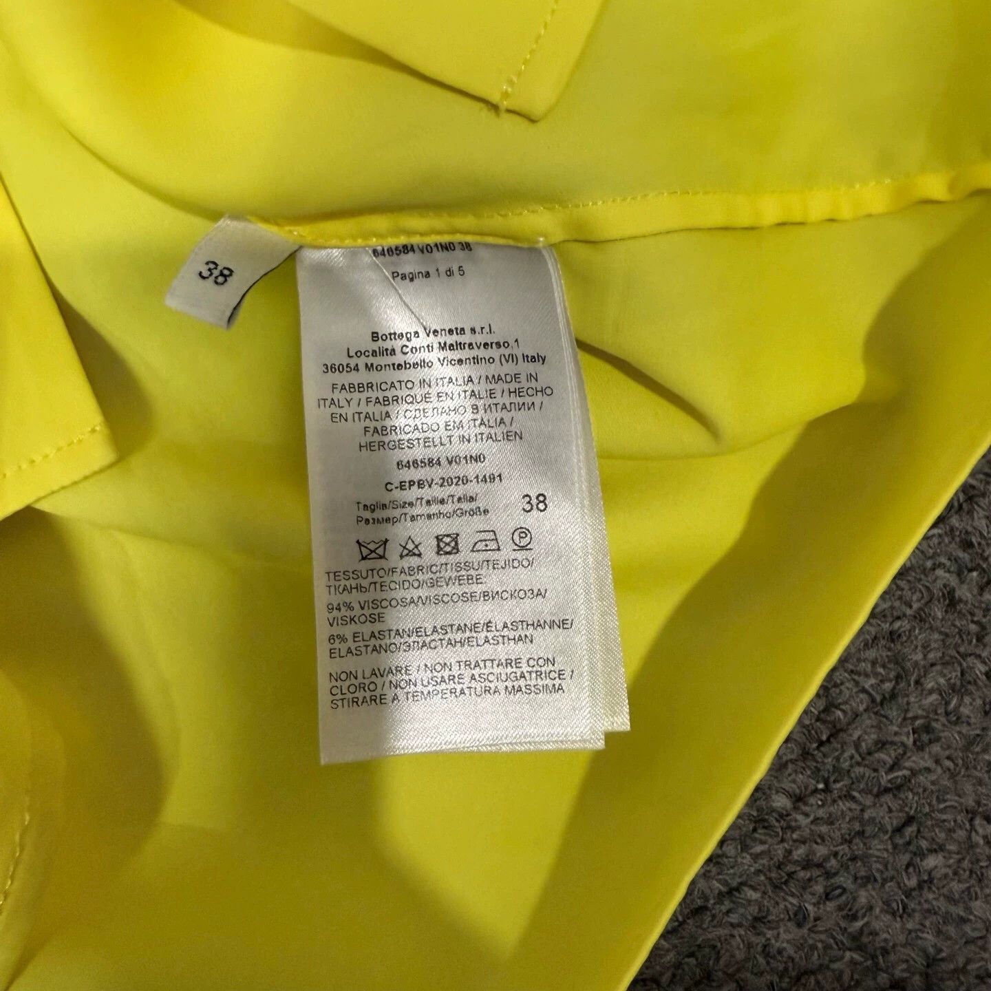 Bottega Veneta Bottega Veneta Yellow Fringe Long-Sleeve Shirt 38 Mint Size S / US 4 / IT 40 - 4 Thumbnail