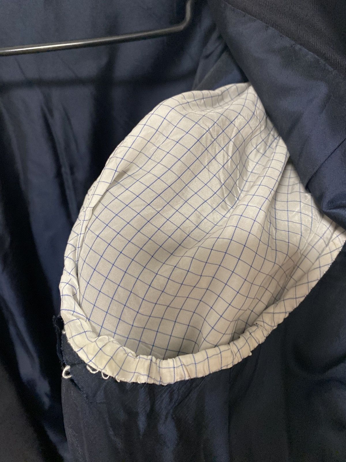 Luigi Borrelli Borelli Napoli Dark Blue Herringbone Wool Blazer Size: 50 Size 50R - 11 Thumbnail