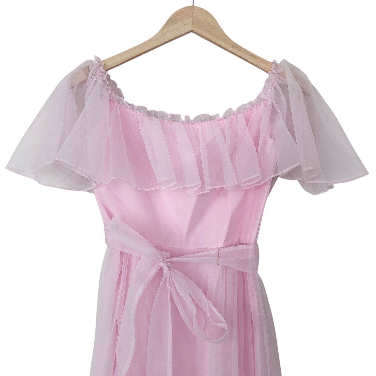 Vintage Vintage Pink Chiffon Ruffle Maxi Dress Sz S Size S / US 4 / IT 40 - 2 Thumbnail