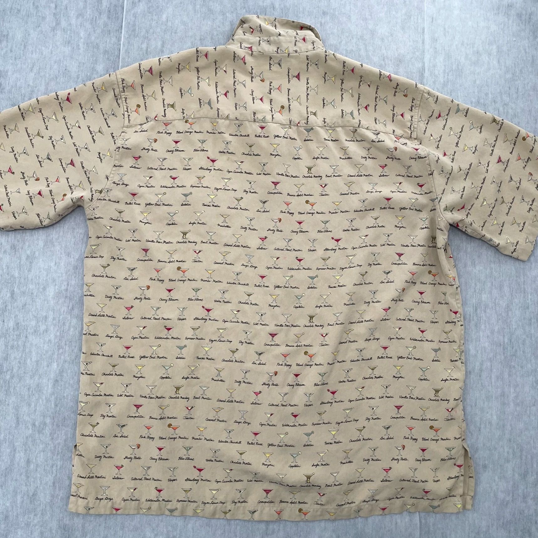 Tori Richard VINTAGE Tori Richard Shirt Adult Large Tan Silk Hawaiian Martini Cocktail AOP Print Mens Size US L / EU 52-54 / 3 - 2 Thumbnail