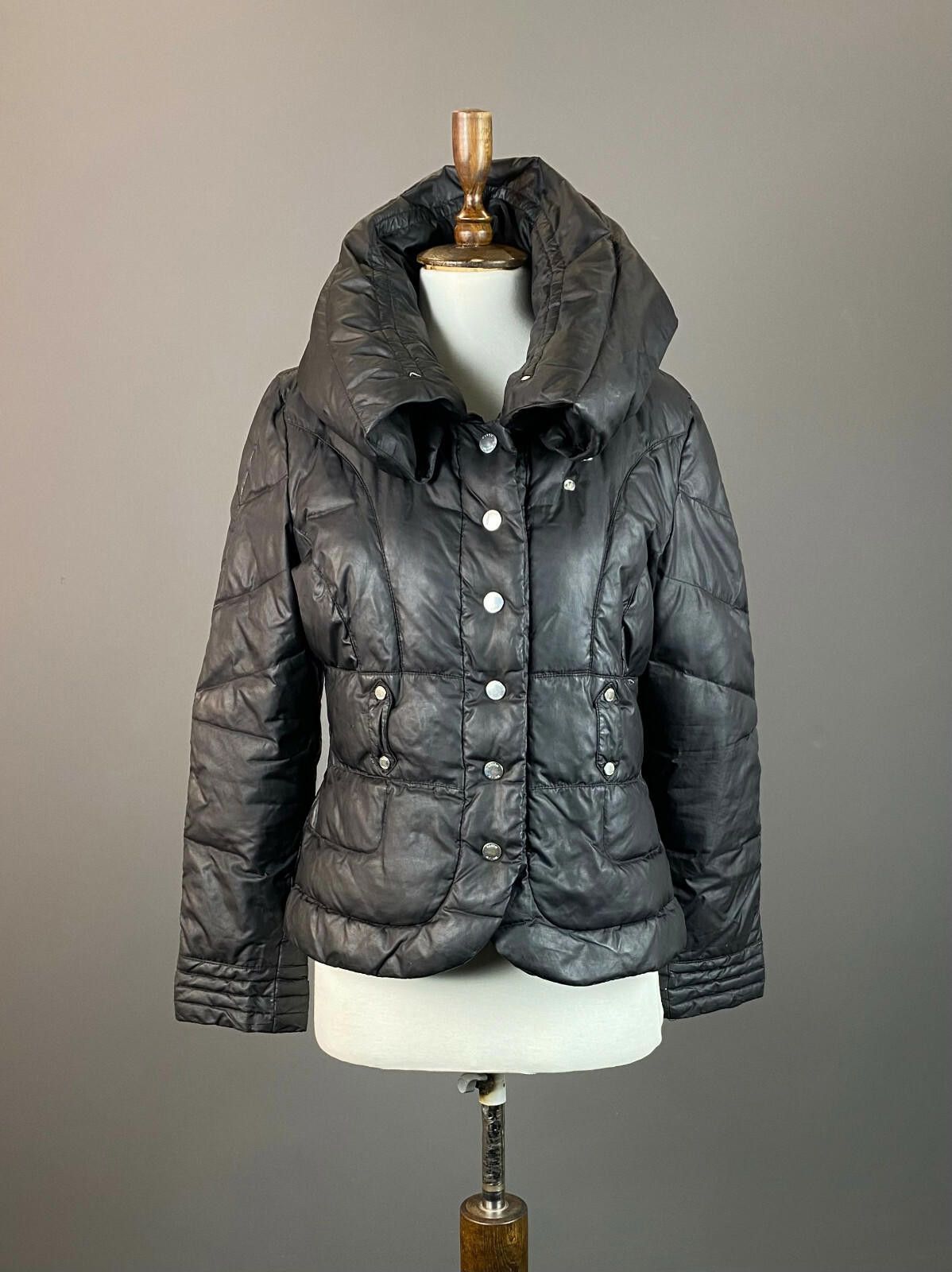 Designer Karem Millen Black Button Down Quilted Puffer Jacket Size 10 Size L / US 10 / IT 46 - 1 Thumbnail