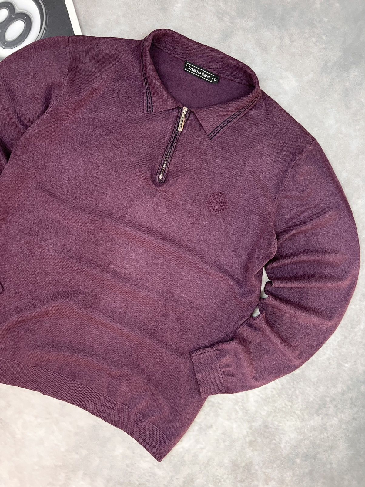 Stefano Ricci STEFANO RICCI Luxury Half-Zip Pullover Sweater Burgundy XL Size US XL / EU 56 / 4 - 1 Thumbnail