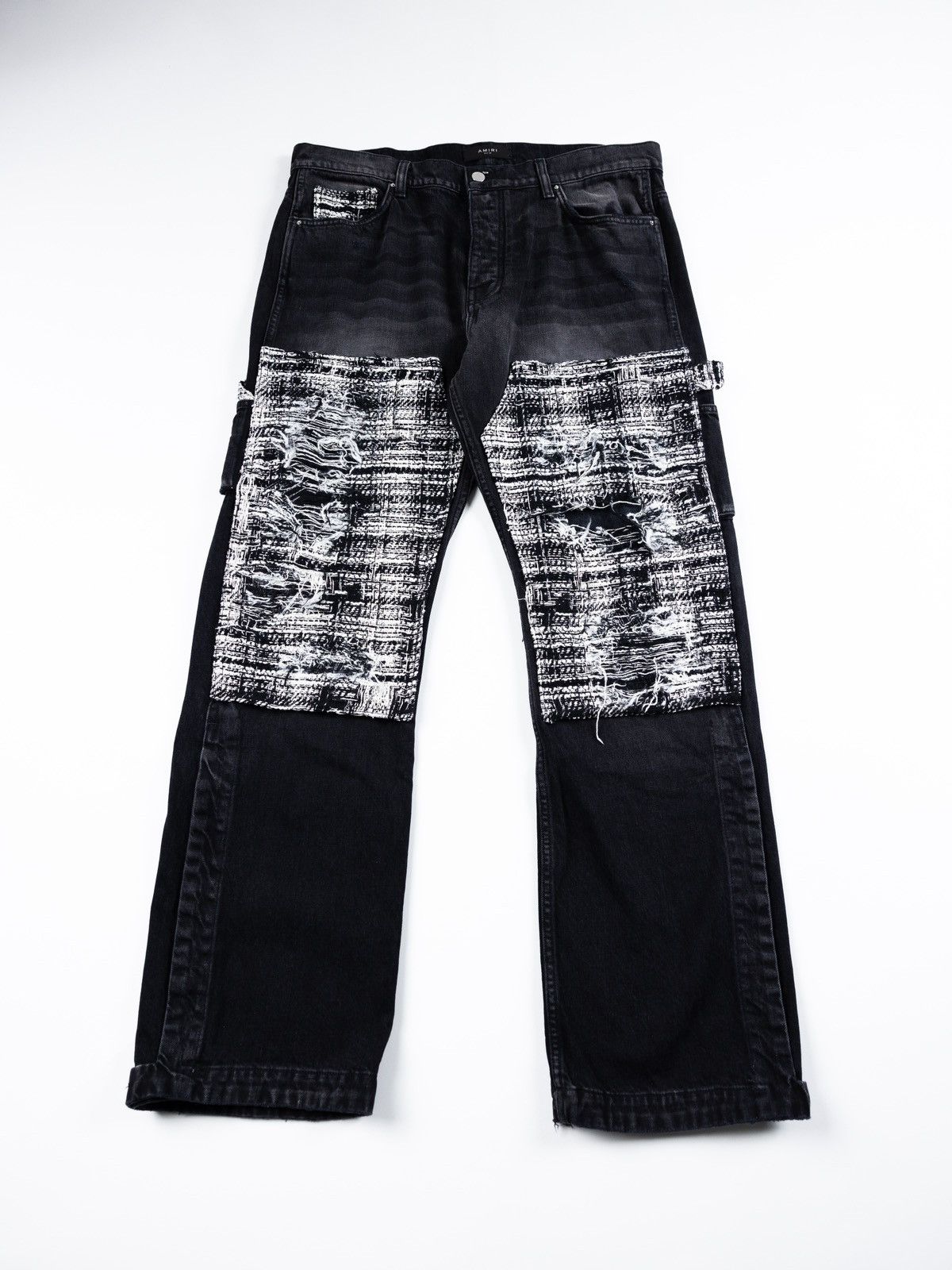 image of Amiri Boucle Patch Carpenter Jeans in Black, Men's (Size 36)