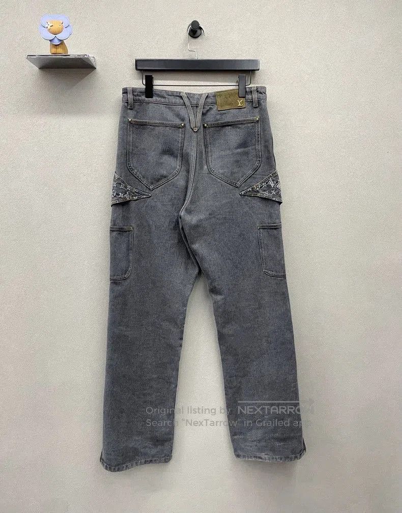 Louis Vuitton LV Logo Irregular Black Gray Jeans. Size US 30 / EU 46 - 3 Thumbnail