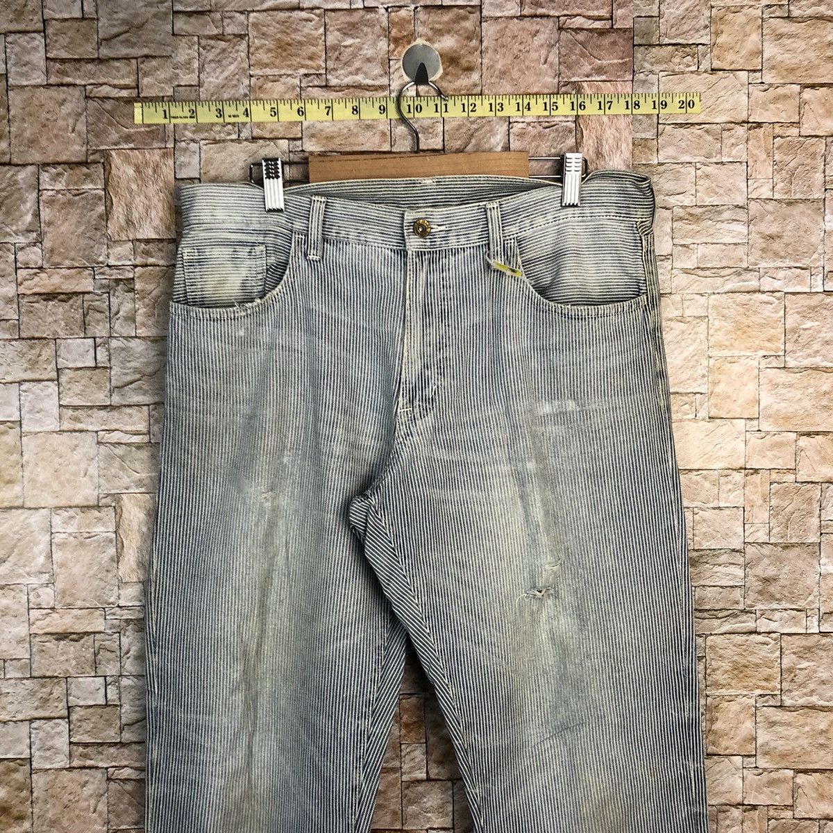 GU GU Grey Stripe Casual Pants #A346 Size US 33 - 2 Thumbnail