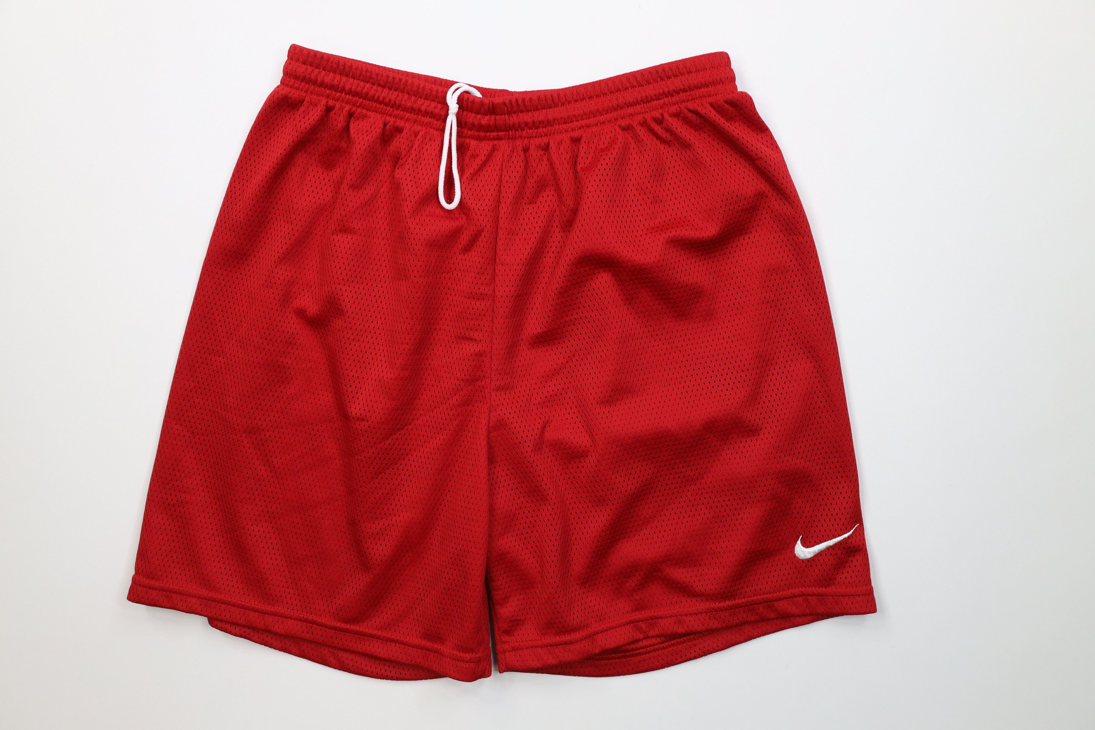 Nike Vintage 90s Nike Mini Swoosh Above Knee Shorts Red Mesh Size US 34 / EU 50 - 1 Thumbnail