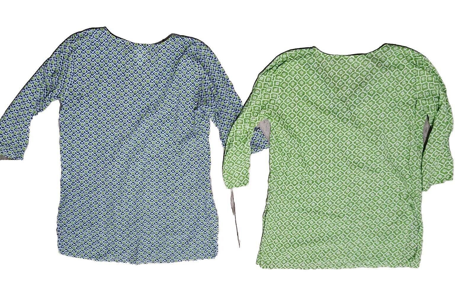 NCAA Flora Tops Lot Medium V Neck Lightweight Green Blue tunic Size M / US 6-8 / IT 42-44 - 2 Thumbnail