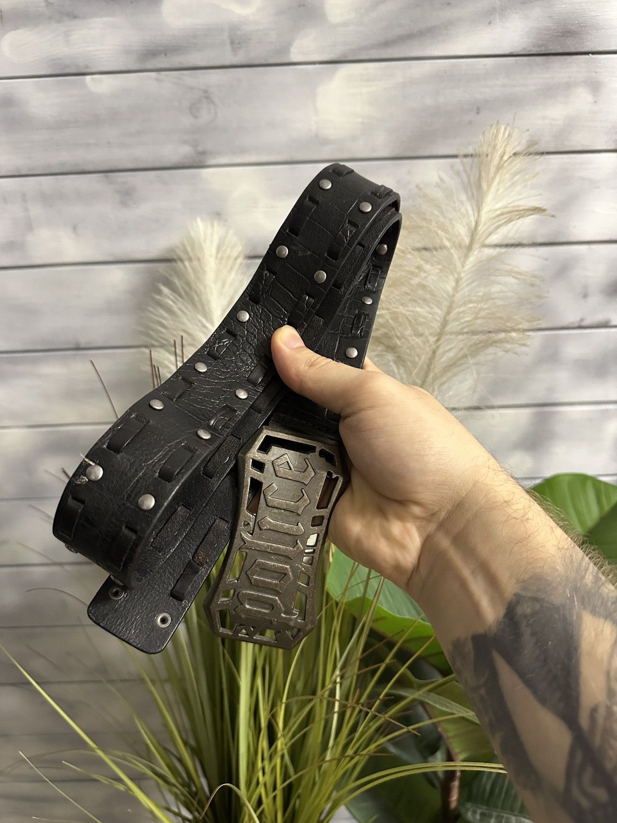 Leather Rare Leather Belt Police Avant-Garde Vintage Style. Size ONE SIZE - 4 Thumbnail
