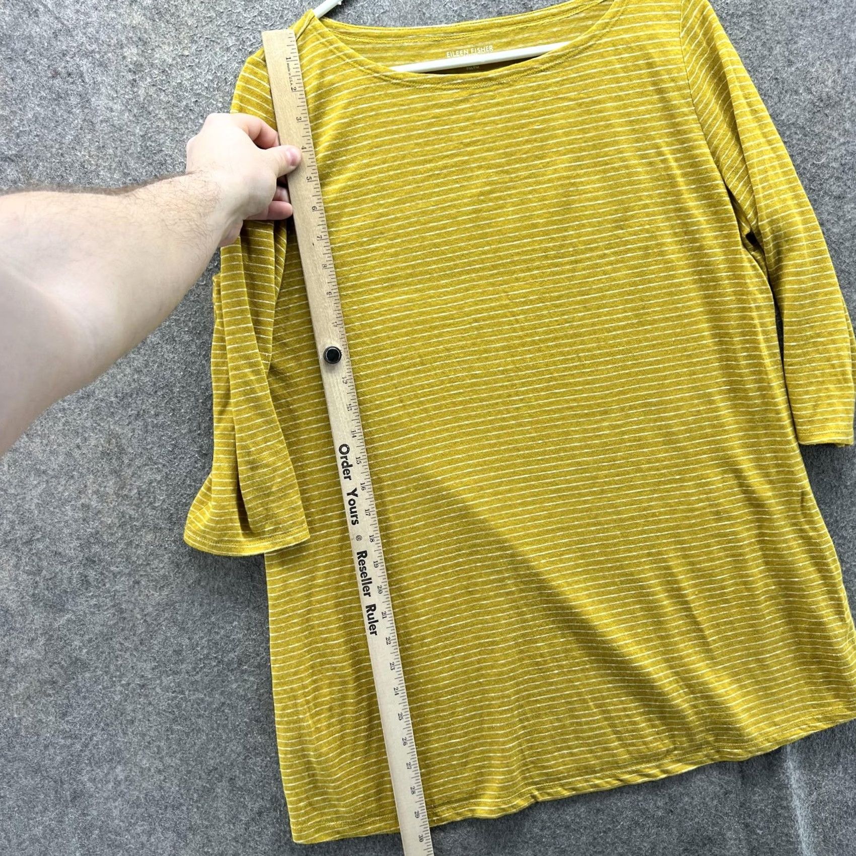 Eileen Fisher Eileen Fisher Shirt Womens PM Yellow Striped Boat Neck 3/4 Sleeve Tunic Jersey Size M / US 6-8 / IT 42-44 - 5 Thumbnail