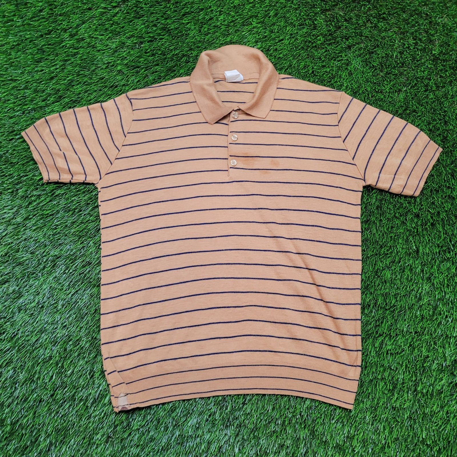 Vintage VTG 70s JCPenney Striped Knit Polo Shirt Womens M Banded Hem Size M / US 6-8 / IT 42-44 - 1 Thumbnail