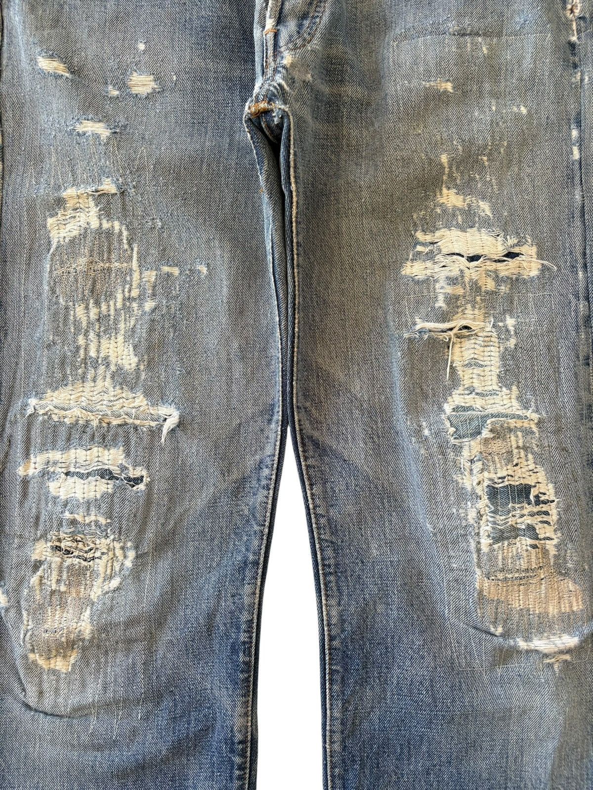 Levi's Vintage 70s Levis 501 Sashiko Distress Loose Selvedge Jeans Size US 32 / EU 48 - 3 Thumbnail