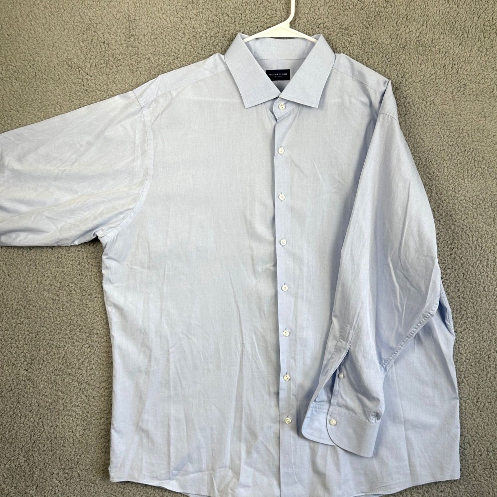 Proper Cloth Proper Cloth Dress Shirt Men 3XL Light Blue Button Up Long Sleeve Formal Outdoor Shirt Size 48R - 2 Thumbnail