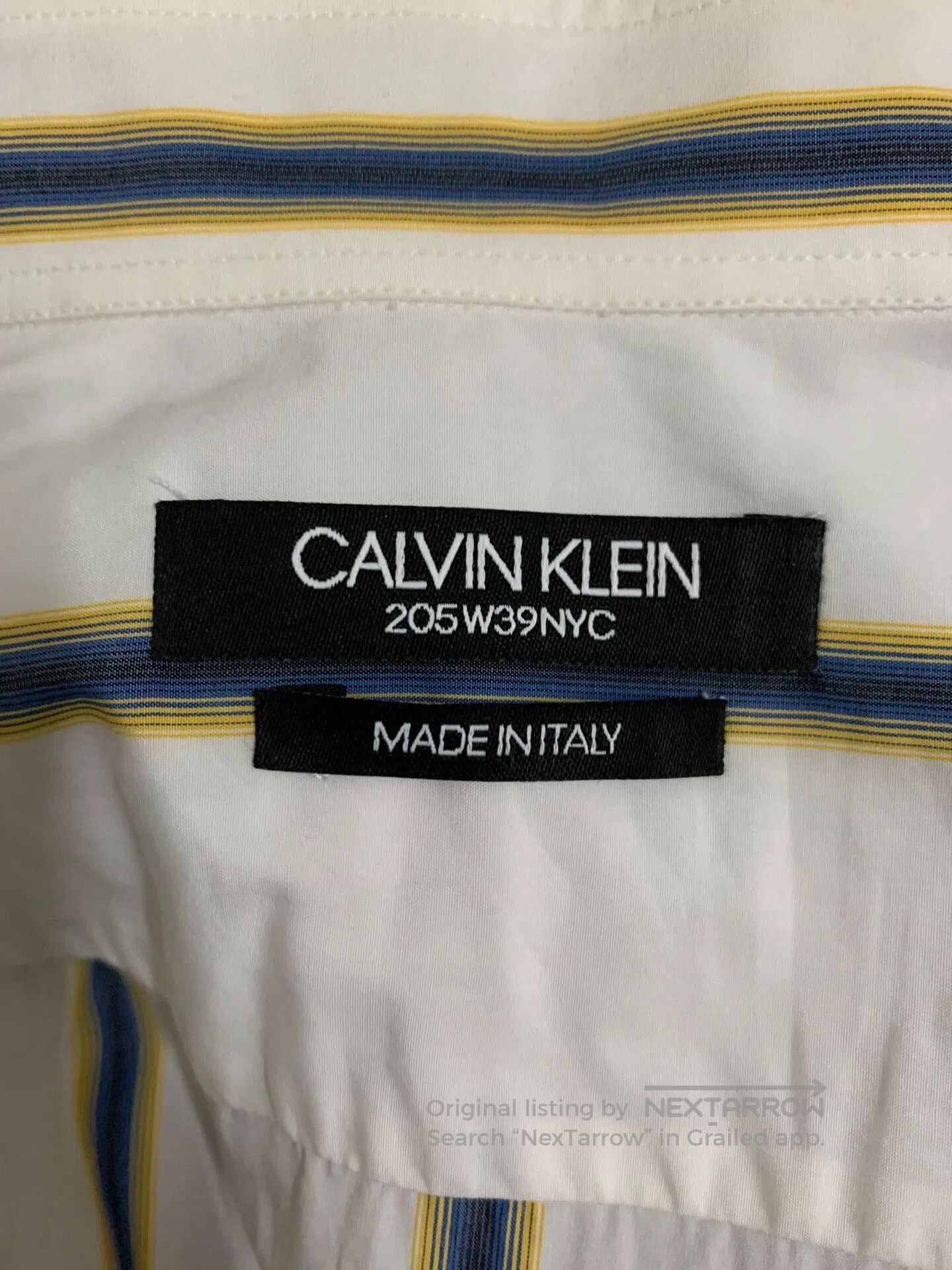Calvin Klein 205W39NYC Calvin Klein Striped Shirt with Metal Collar Support. Size US M / EU 48-50 / 2 - 3 Thumbnail