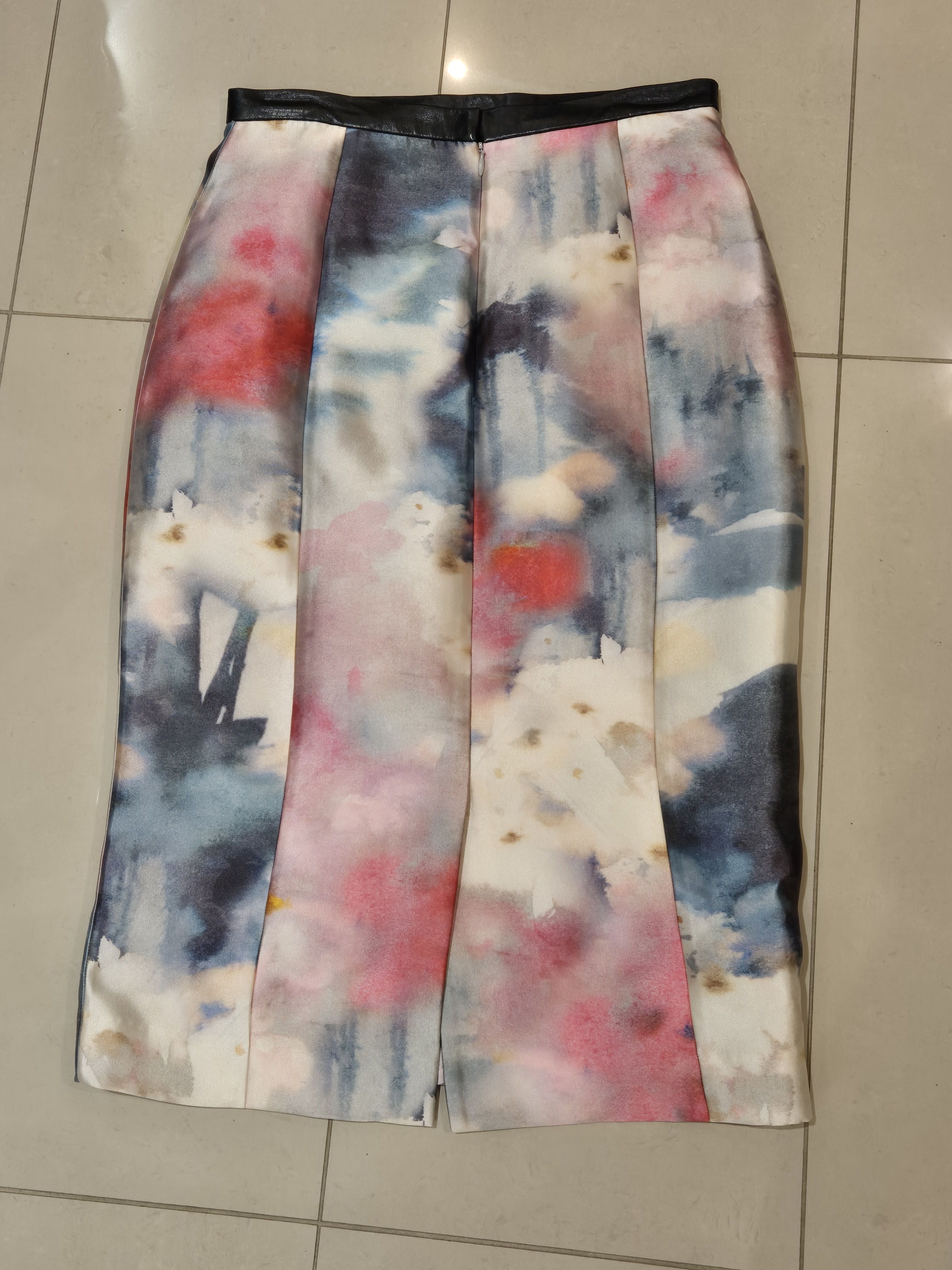 Designer Honor NYC mid length silk/leather pink/multicoloured skirt Size 27" / US 4 / IT 40 - 6 Thumbnail