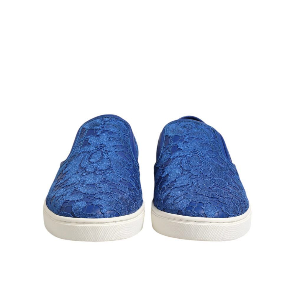 Dolce & Gabbana Dolce & Gabbana Blue Leather Lace Slip On Sneaker Shoes Size US 7 / EU 40 - 2 Thumbnail