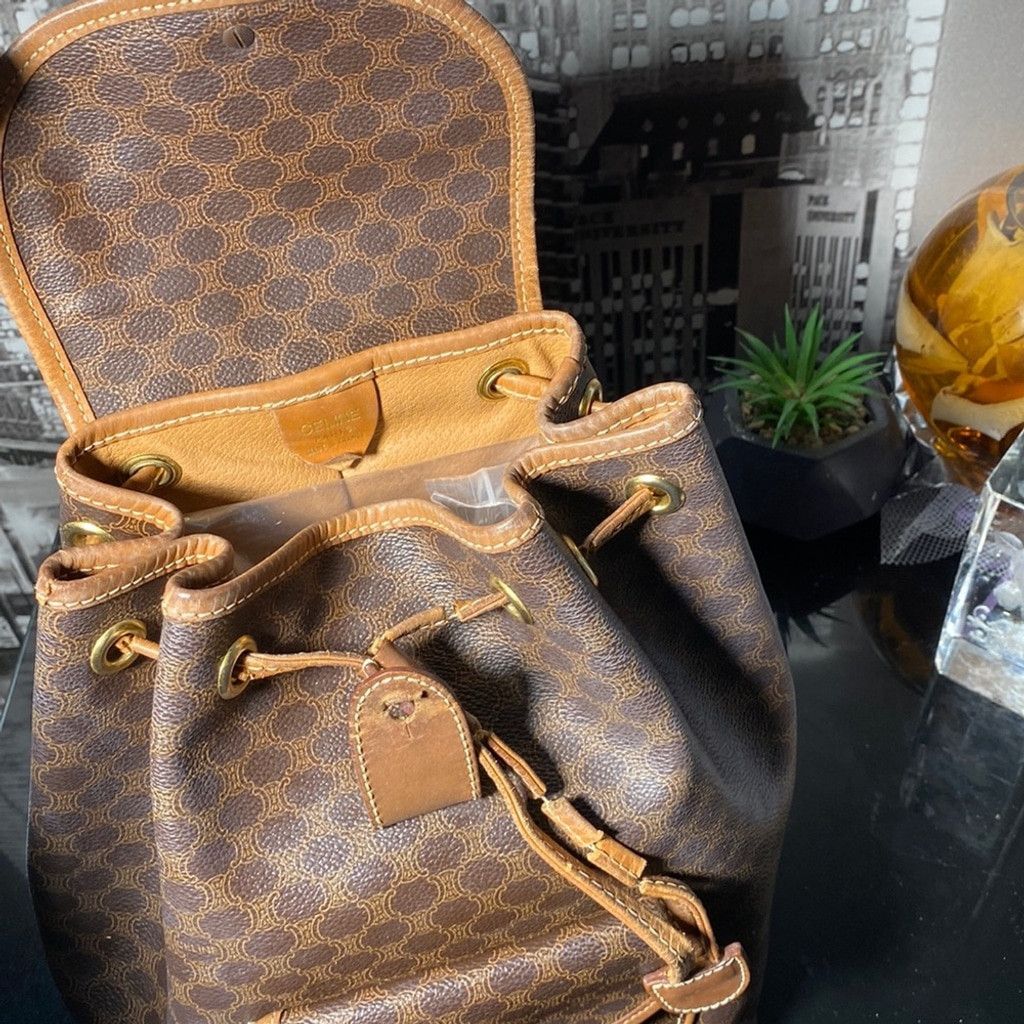 Celine Authentic CELINE Macadam Blason Drawstring Leather Backpack Size ONE SIZE - 7 Thumbnail