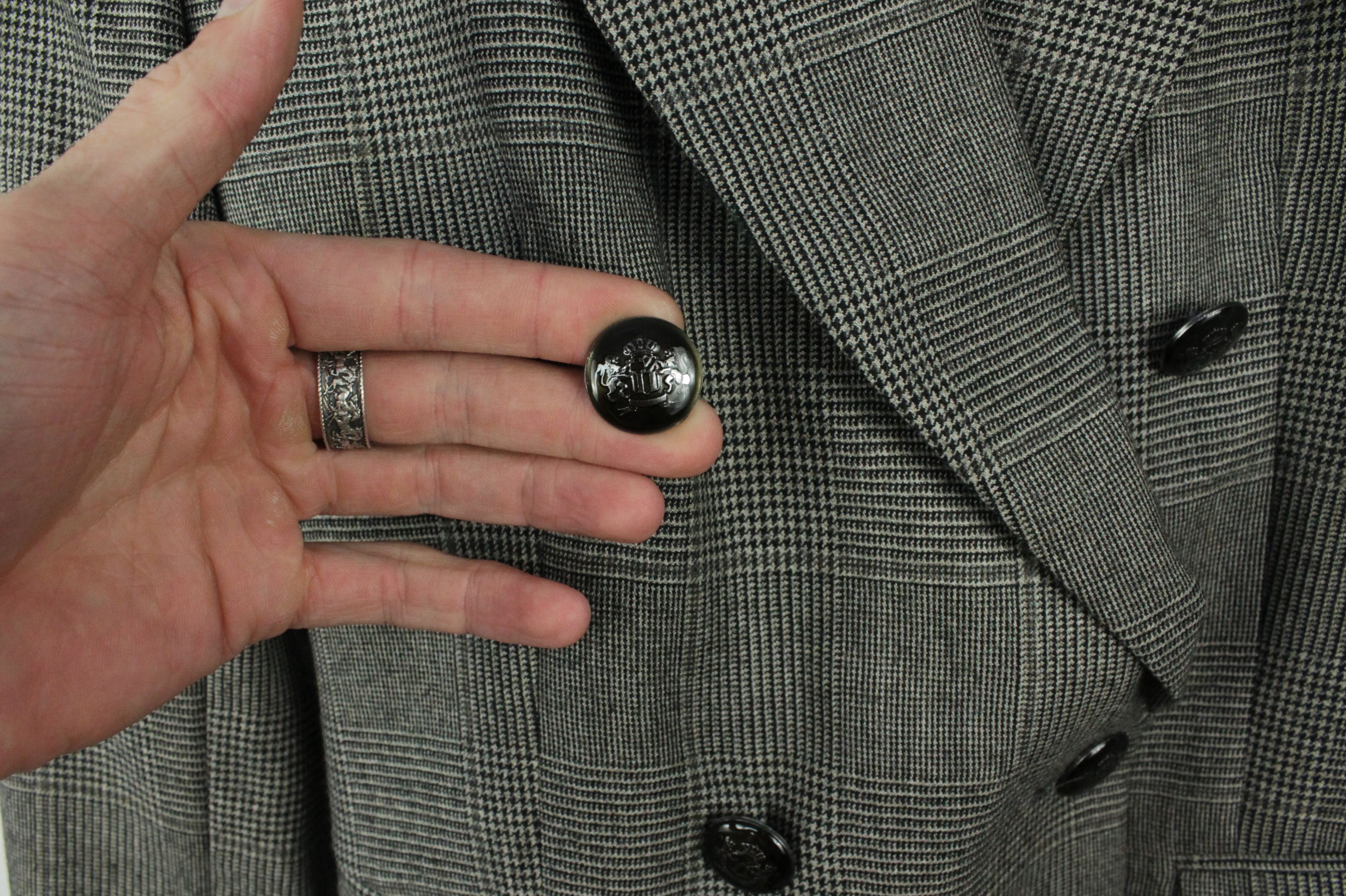 Massimo Dutti Massimo Dutti Double-Breasted Gray Check Wool Blazer Jacket Size S / US 4 / IT 40 - 4 Thumbnail
