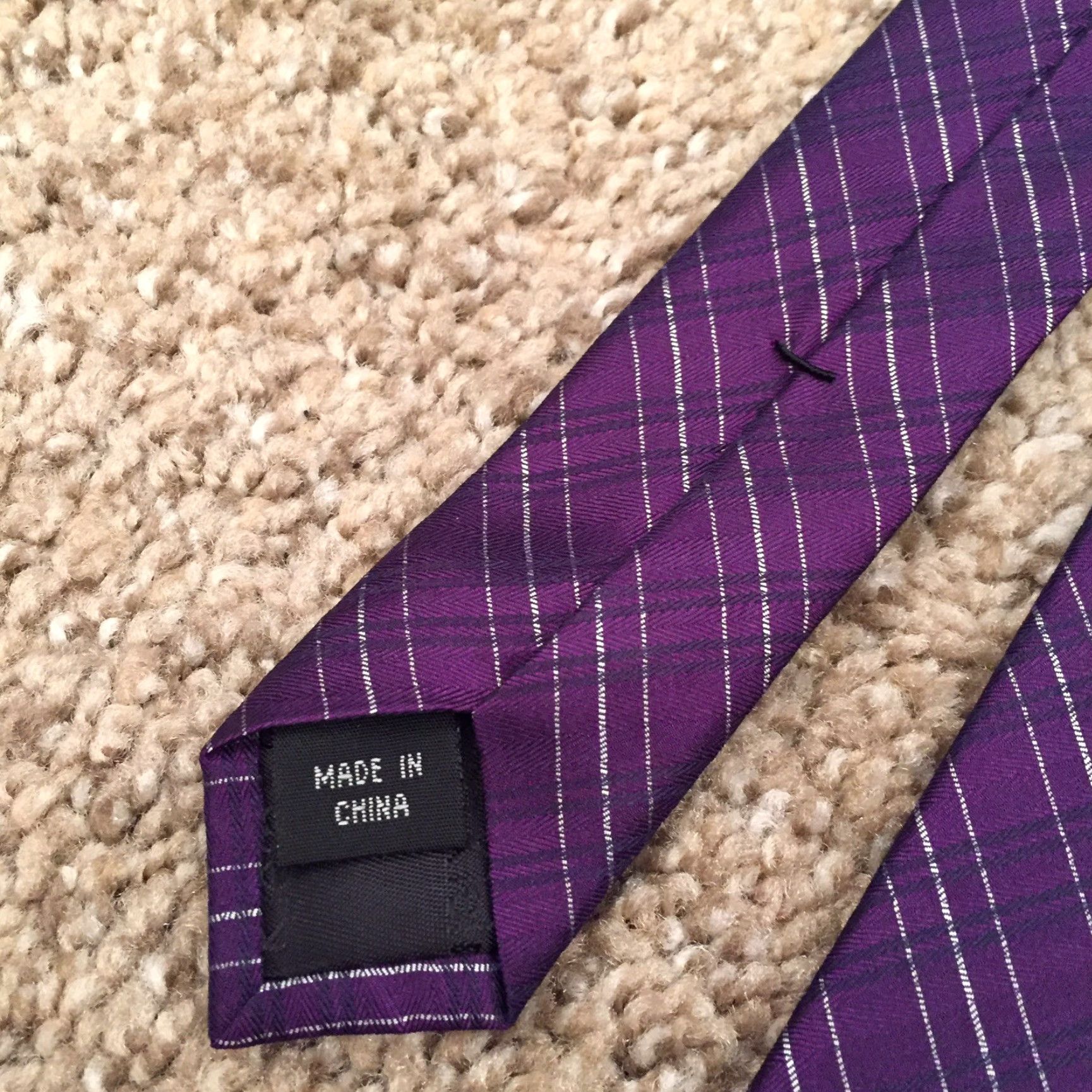Calvin Klein Calvin Klein Tie 100% Silk Purple Silver Plaid Classic Men Size ONE SIZE - 4 Thumbnail