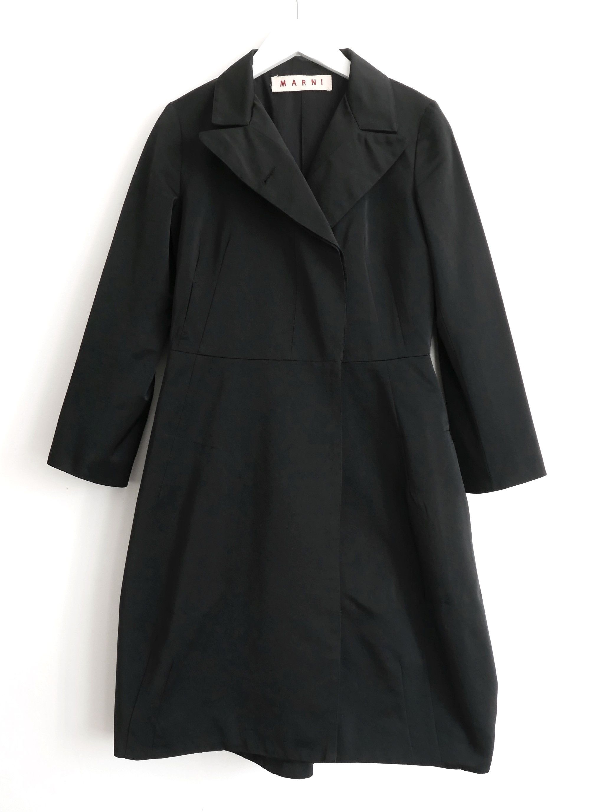 Image of Marni Black Satin Lightweight Coat, Women's (Size Small)