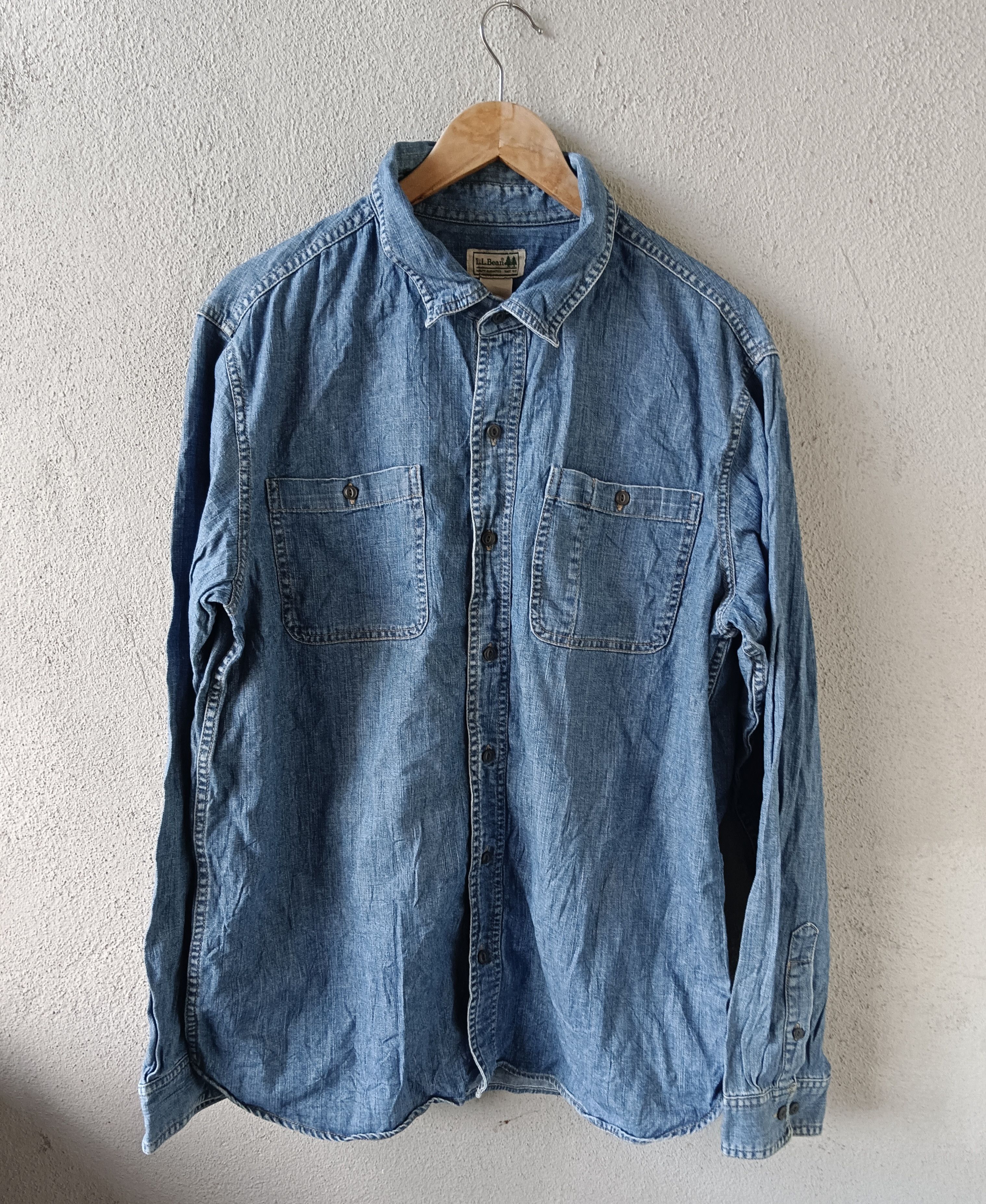 L.L. Bean × Vintage Vintage LL BEAN Denim Shirt Long Sleeve XL Size US XL / EU 56 / 4 - 1 Thumbnail