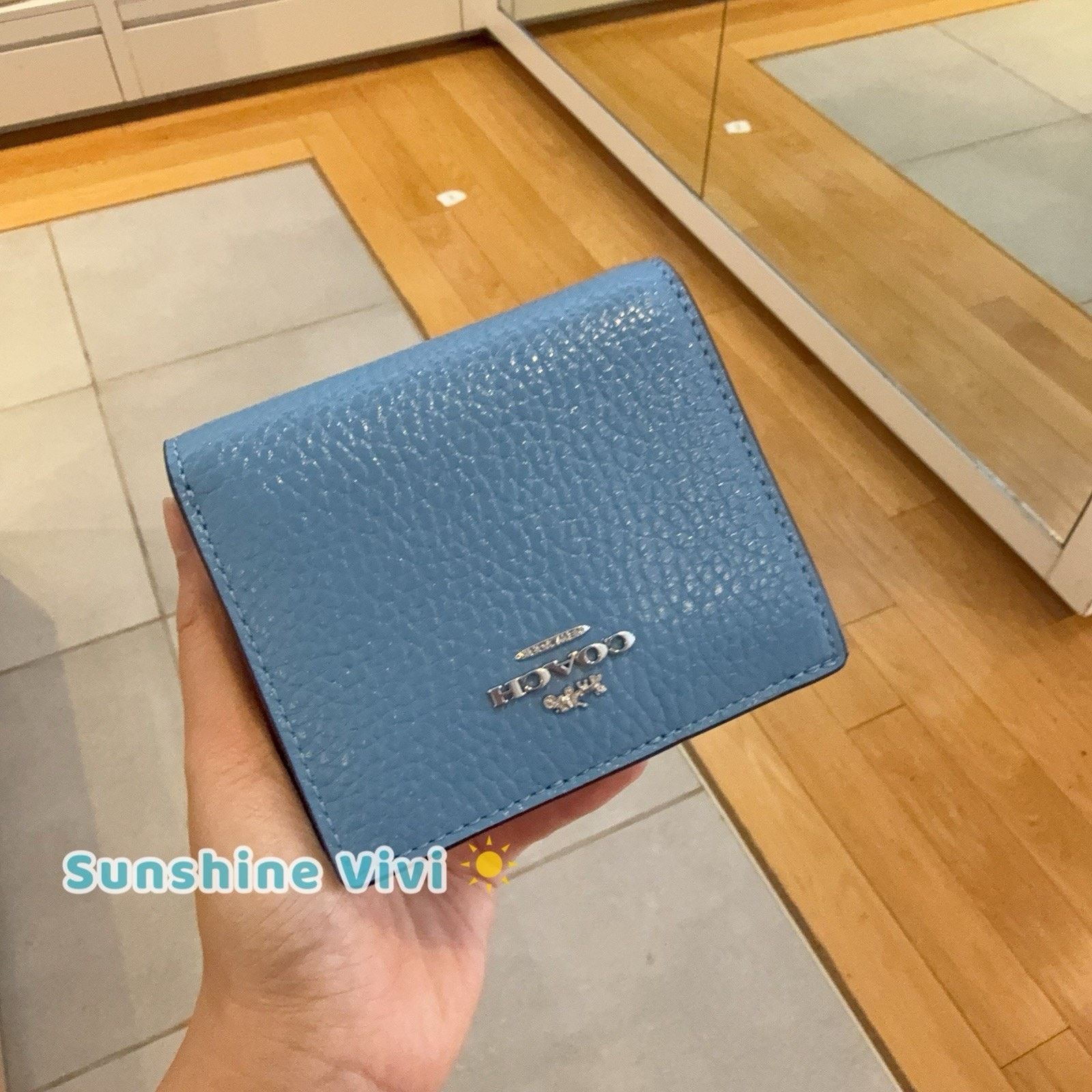 Coach NWT Coach Snap Wallet CBO77 Silver/Pool Shiny Pebble Leather Size ONE SIZE - 1 Thumbnail
