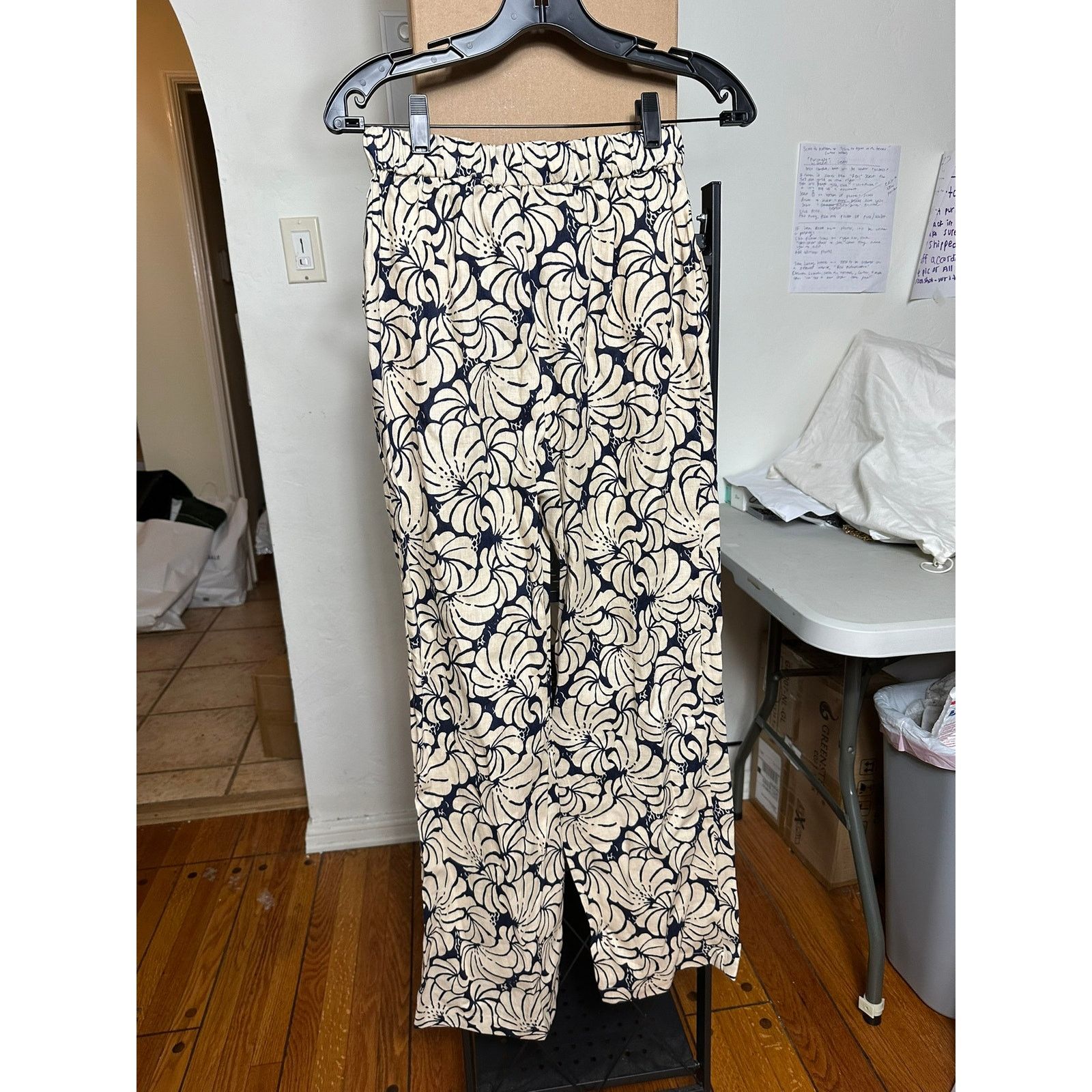 Staud STAUD Alize Pants Navy Scallop Block Print XS Size 26" / US 2 / IT 38 - 2 Thumbnail