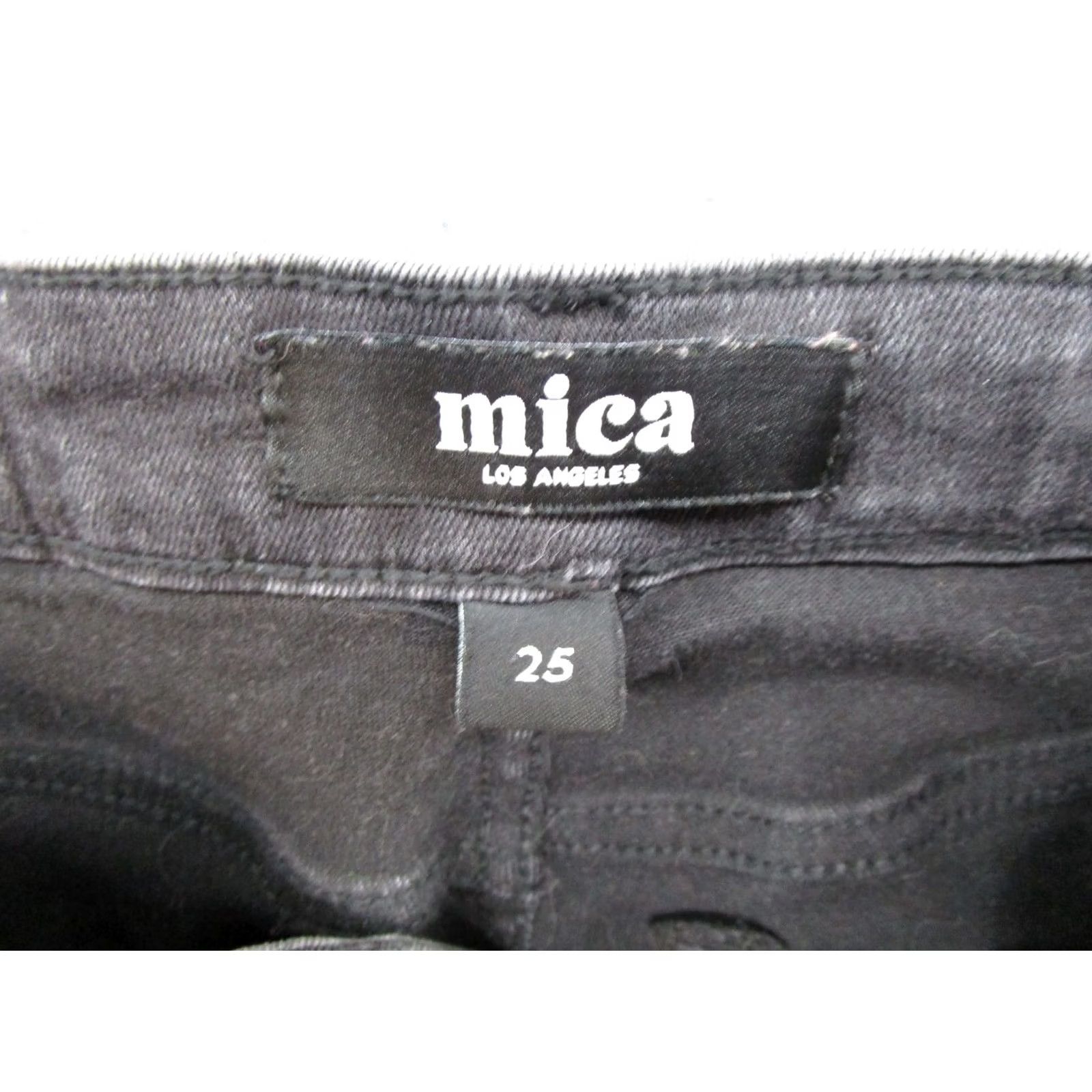 Vintage Mica Los Angeles Women's Black Stretch Denim High Rise Raw Hem Jeans Size 25 Size 42" / US 20 - 4 Thumbnail