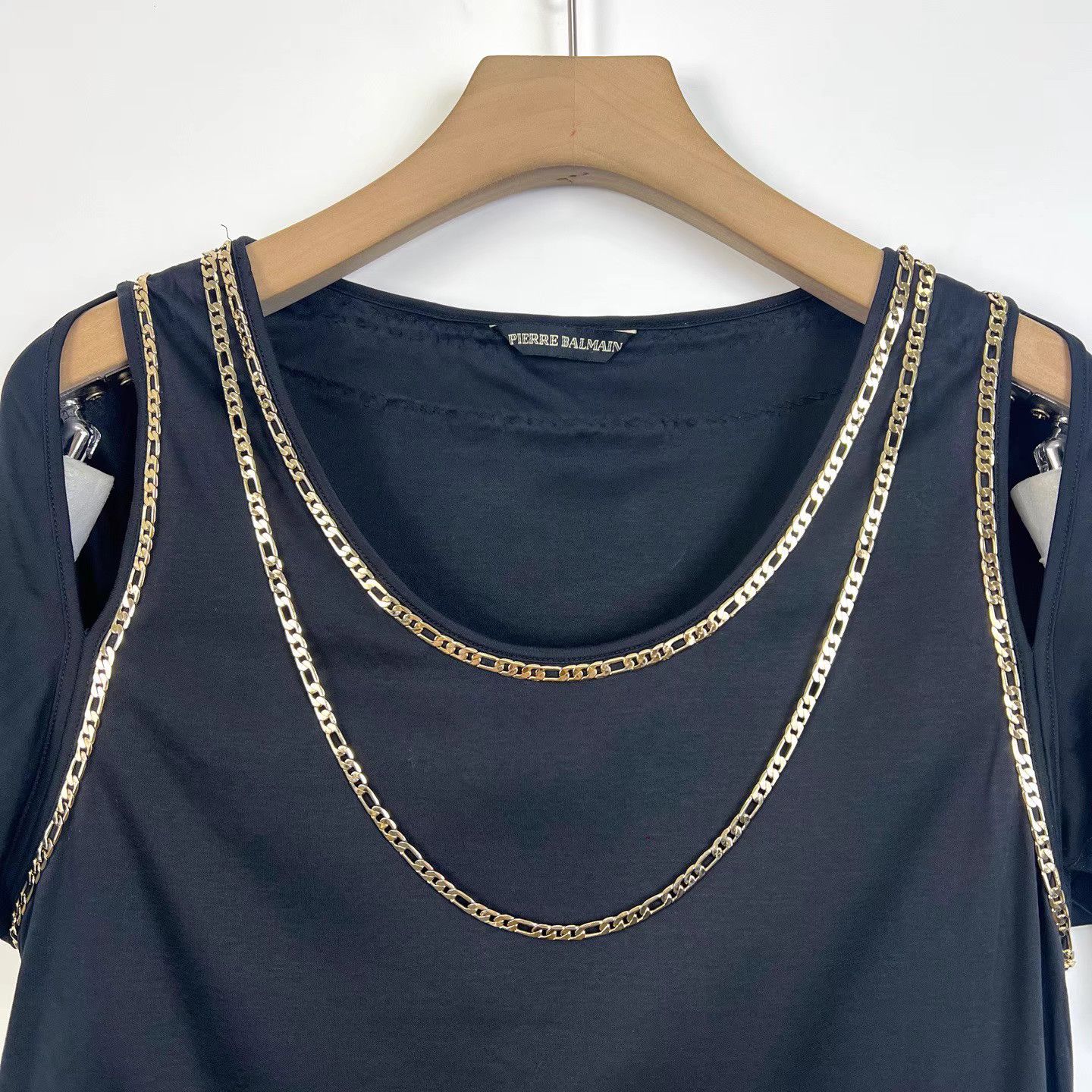 Balmain Balmain Classic Black High-Low Multi-Chain Short Sleeve K12 Size XS / US 0-2 / IT 36-38 - 3 Thumbnail