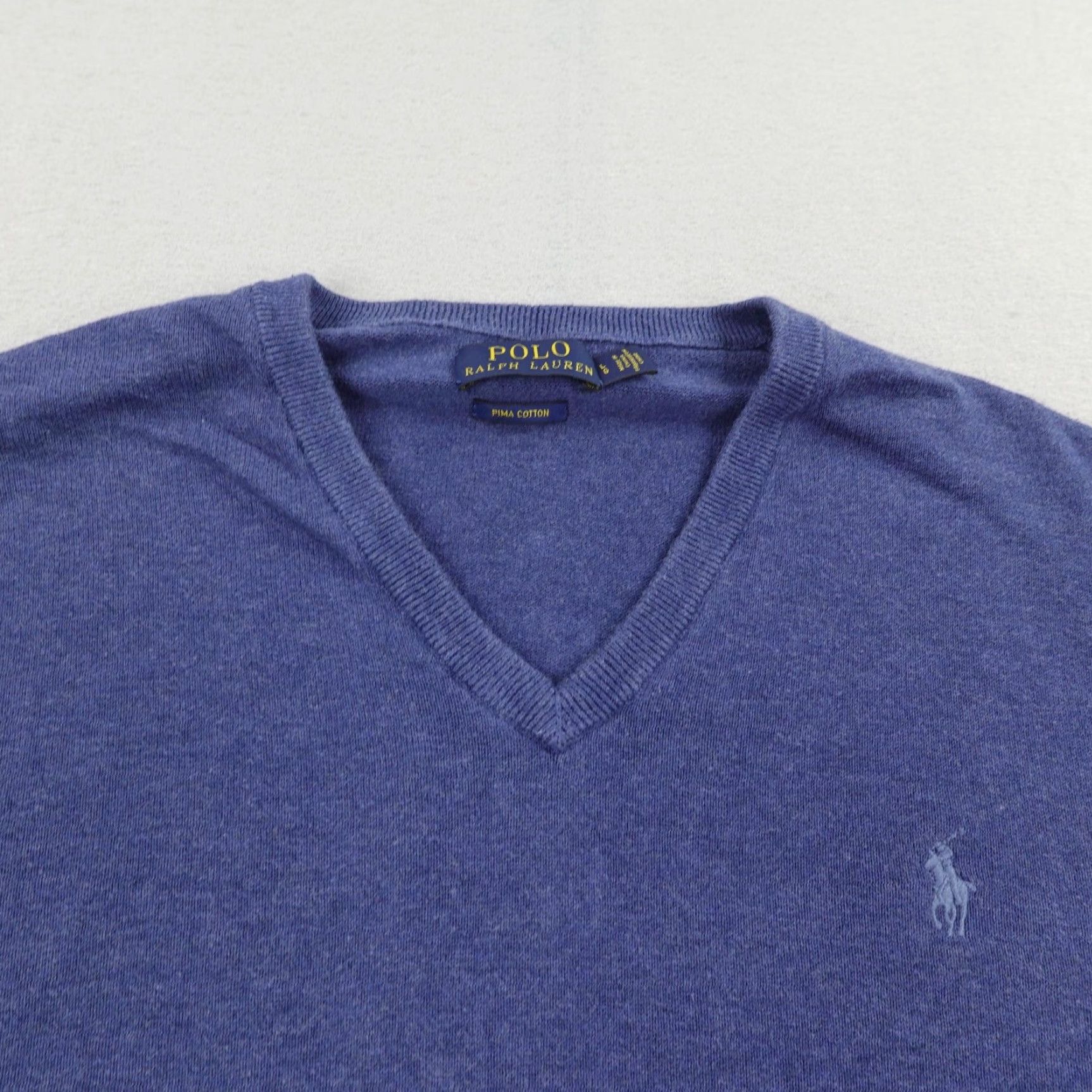 Polo Ralph Lauren Polo Ralph Lauren Sweater Men Large Blue V-Neck Pullover Cotton Logo Knit Casual Size US L / EU 52-54 / 3 - 2 Thumbnail