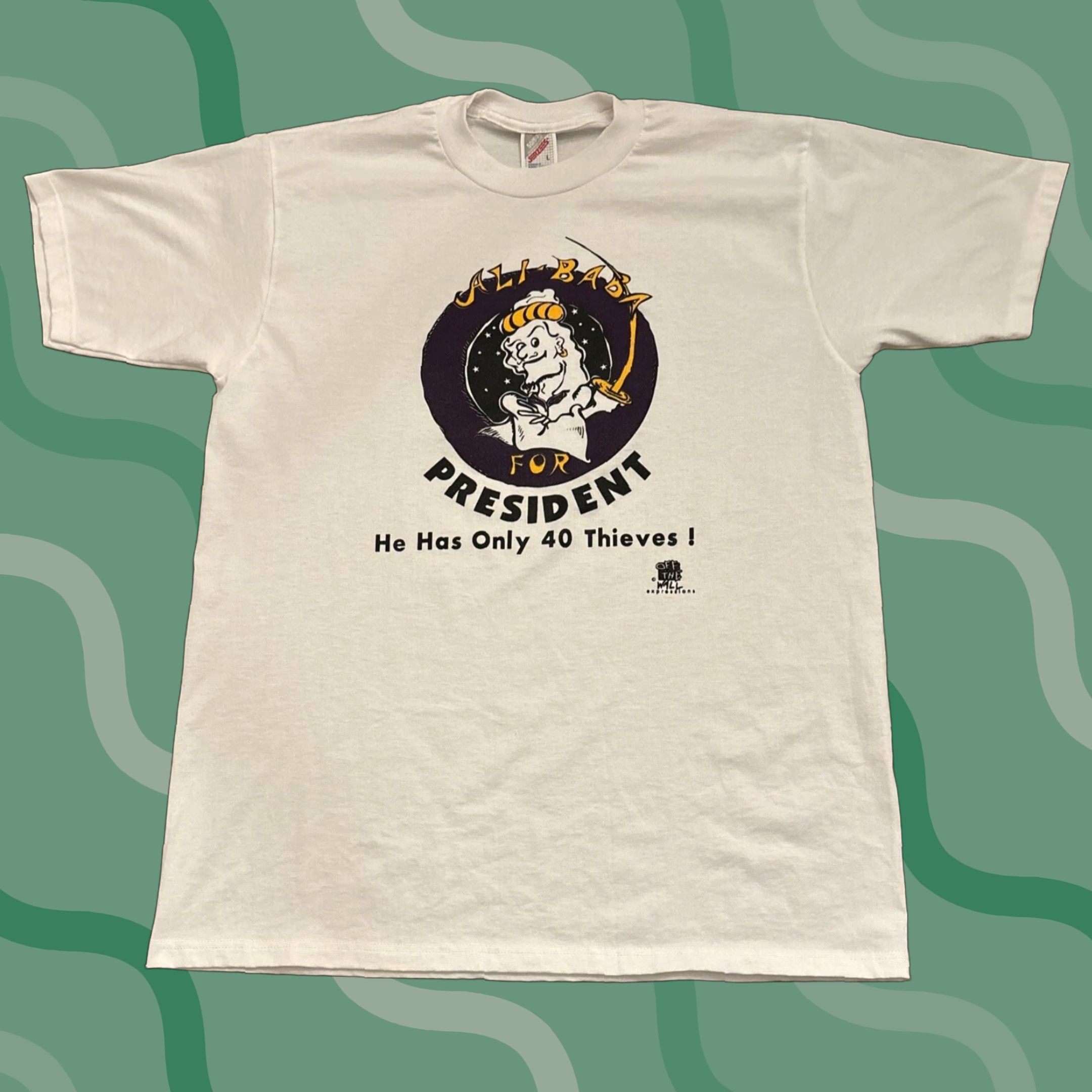 Jerzees VINTAGE JERZEES Funny Ali Baba For President T-Shirt Size L White Politics Mens Size US L / EU 52-54 / 3 - 1 Thumbnail