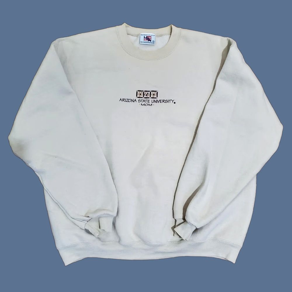 Vintage VINTAGE USA Arizona State University Sweatshirt Womens XL Mom Embroidered Pullover Crew Neck Beige/Cream Cotton Pullover Size XL / US 12-14 / IT 48-50 - 1 Thumbnail