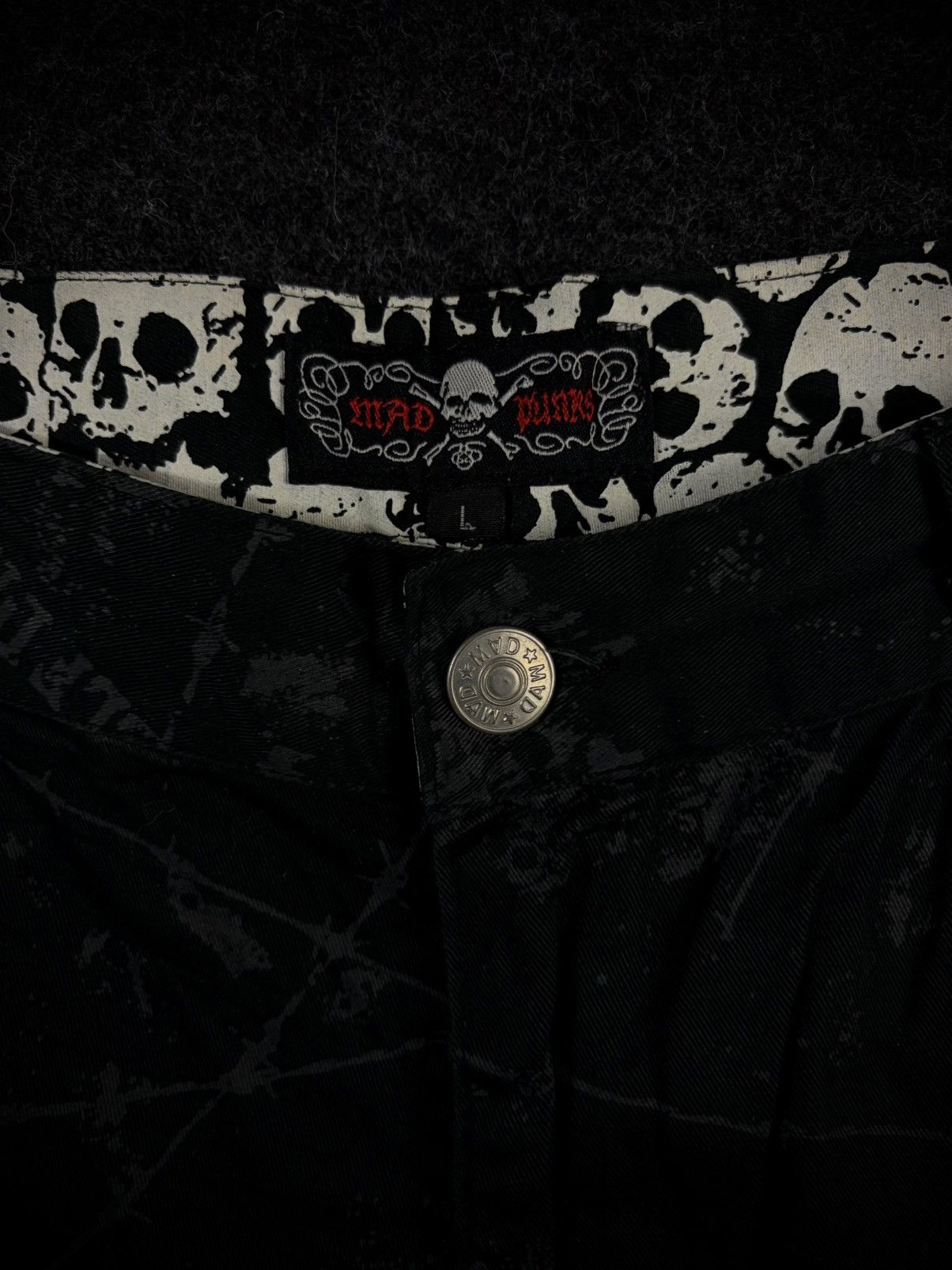 Tornado Mart Mad Punks Skull Plaid All Over Print Bondage Pants Size US 30 / EU 46 - 2 Thumbnail