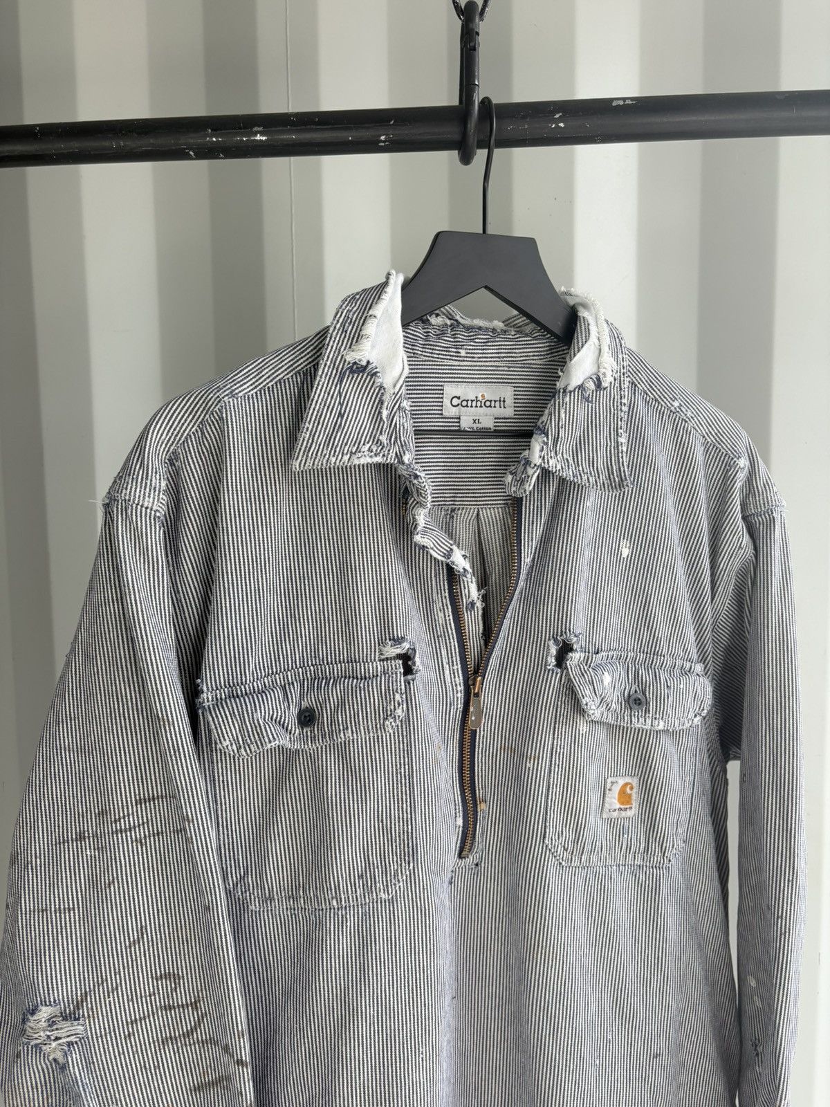 Vintage Thrashed Carhartt Work Shirt Distressed Faded ERD GRUNGE WCC Size US XL / EU 56 / 4 - 2 Thumbnail