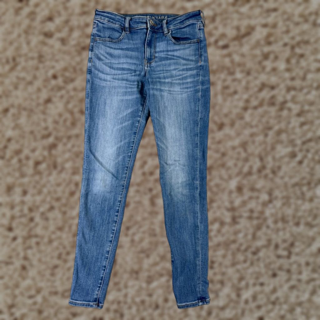 American Eagle Outfitters American Eagle Jeans Women 6 Blue Denim Skinny Next Level Stretch Mid 26x28 Size 28" / US 6 / IT 42 - 1 Thumbnail