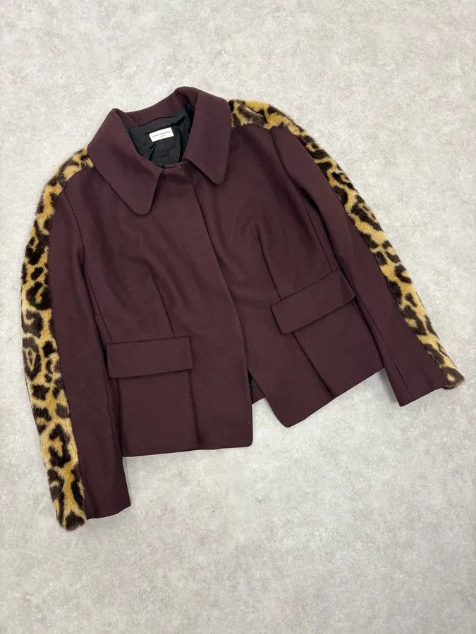 Dries Van Noten Dries Van Noten Bordeaux Leopard Blazer Jacket Size XS / US 0-2 / IT 36-38 - 4 Thumbnail