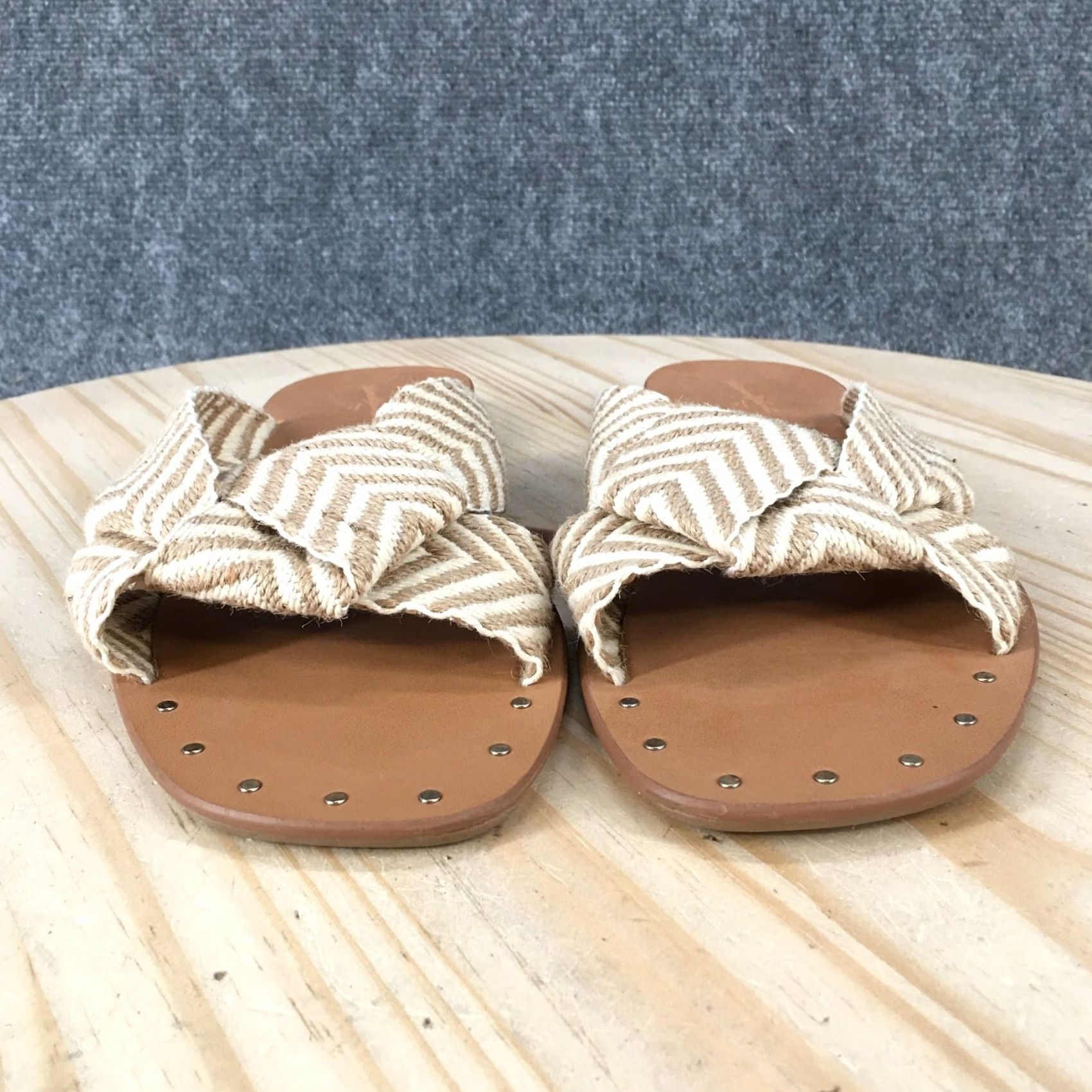 Vintage Universal Thread Sandals Womens 9.5 Louise Chevron Knotted Slide Brown Striped Size US 10 / IT 40 - 7 Thumbnail