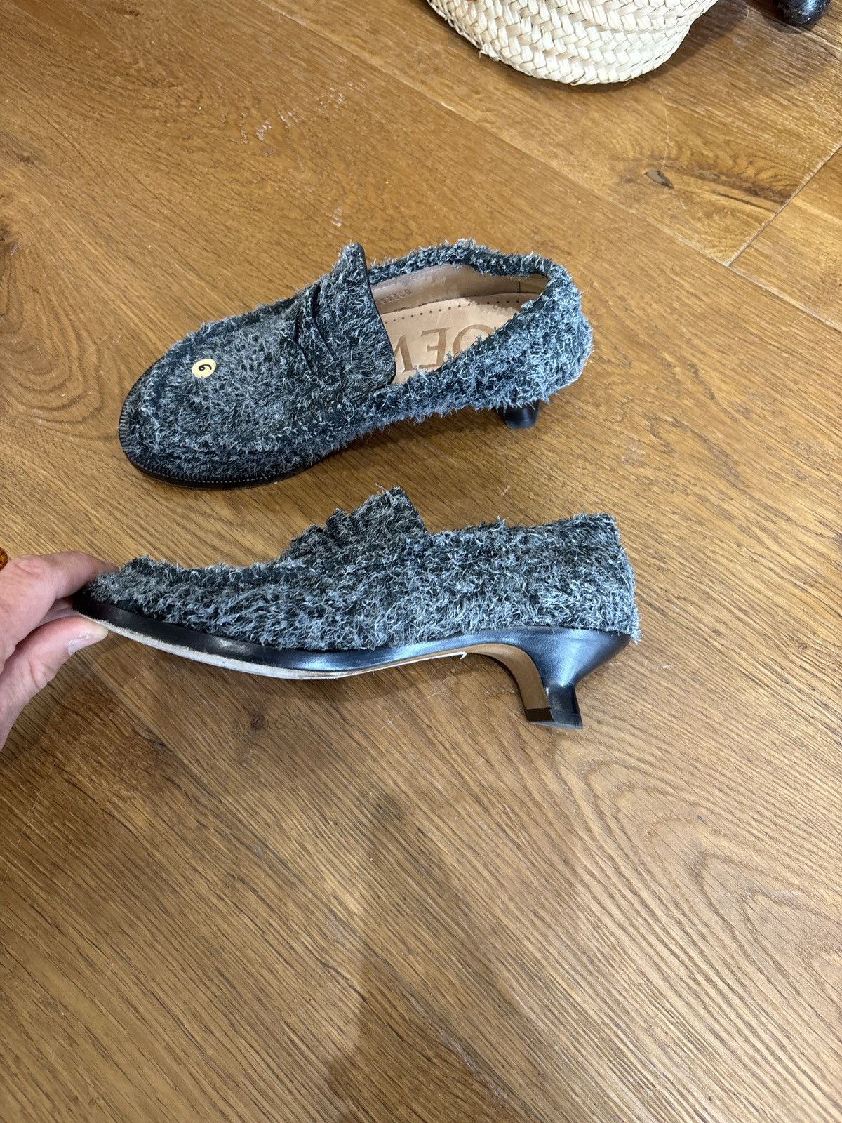 Loewe These are Loewe fuzzy grey leather-lined kitten heel loafers Size US 6 / IT 36 - 1 Thumbnail