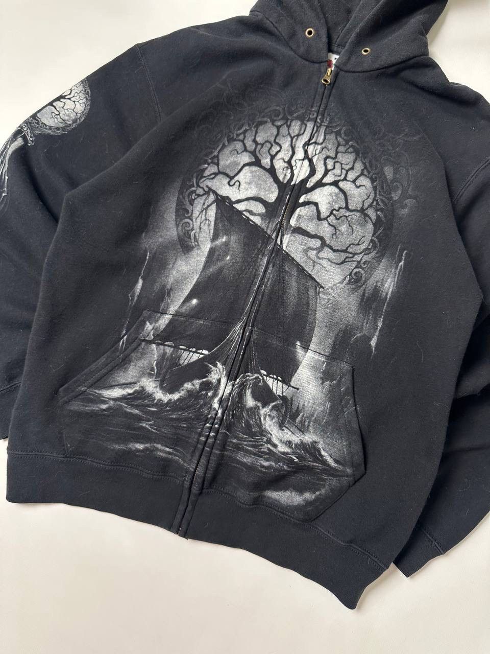 Band Tees × Japanese Brand × Vintage Vintage 90’s Tattoo Vibe Skull Gothic Opium Boxy Hoodie Size US M / EU 48-50 / 2 - 4 Thumbnail