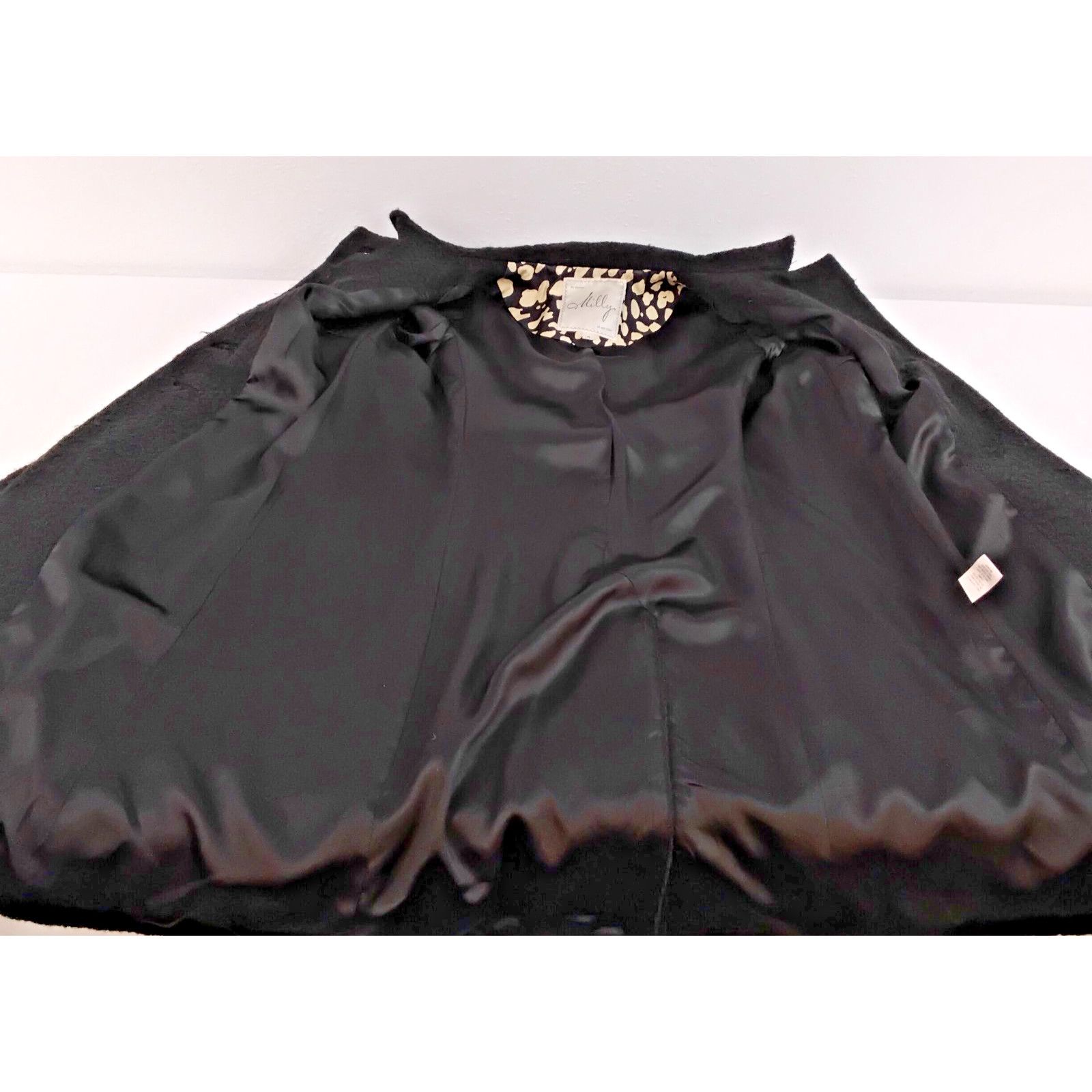 MILLY Milly of New York Wool Pea Coat Women's 4 Black Flowers Size S / US 4 / IT 40 - 6 Thumbnail