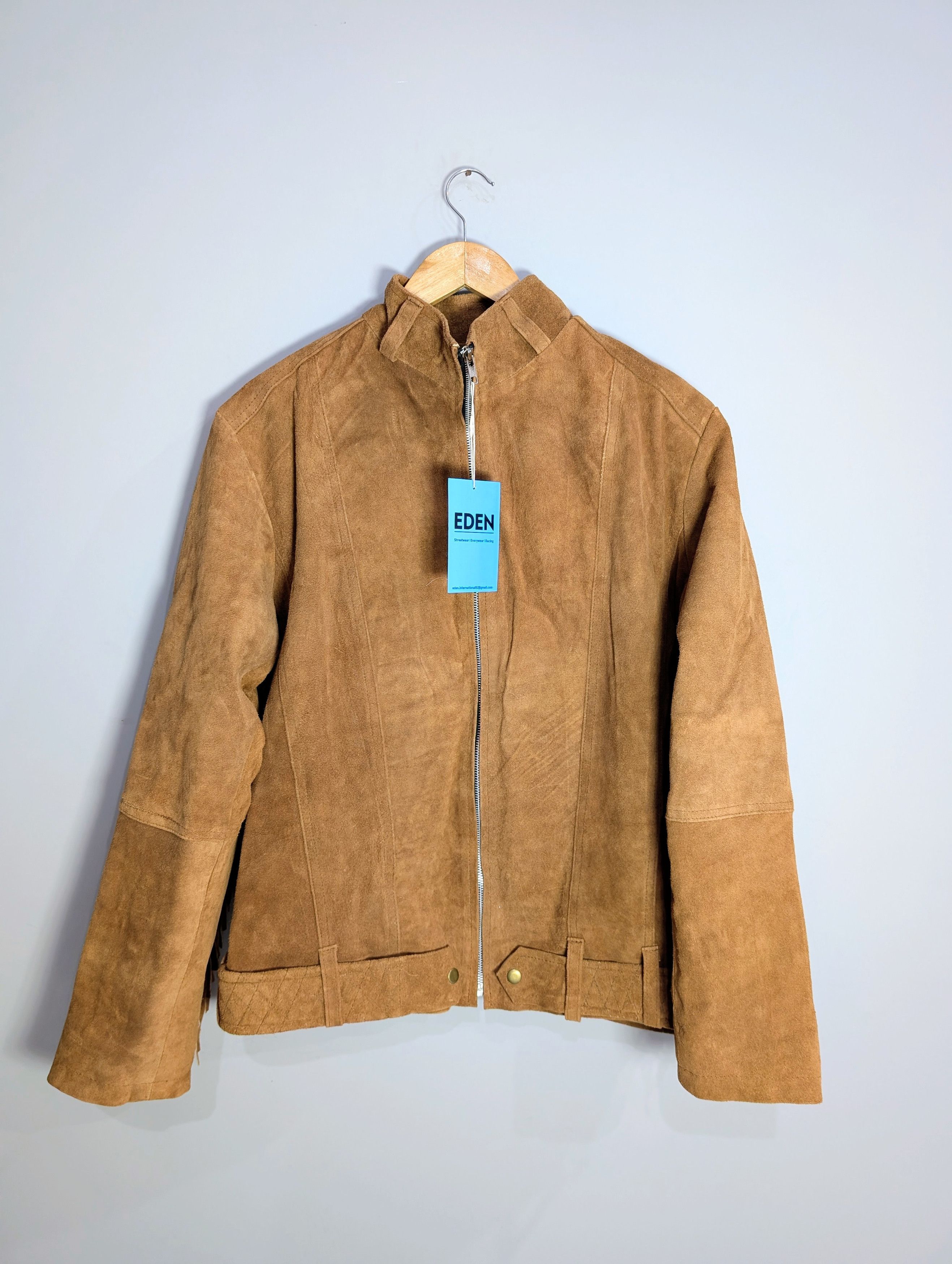 Vintage Women Suede Leather Jacket 90s Style Streetwear Size L / US 10 / IT 46 - 1 Thumbnail