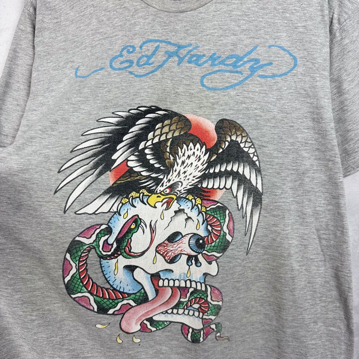 Christian Audigier × Ed Hardy × Vintage Vintage Ed Hardy By Christian Audigier Skull Eagle T-Shirt Size US L / EU 52-54 / 3 - 3 Thumbnail