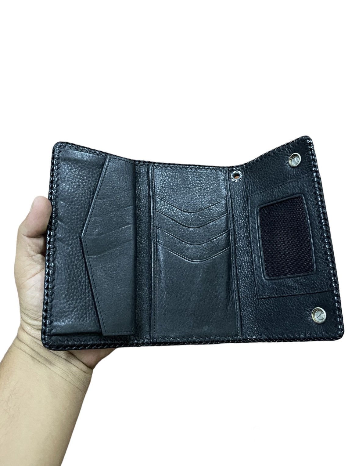 Handmade × Japanese Brand × Vintage Rare Biker Wallet Leather Big Cross CH Japan 🇯🇵 Hand Made Size ONE SIZE - 4 Thumbnail