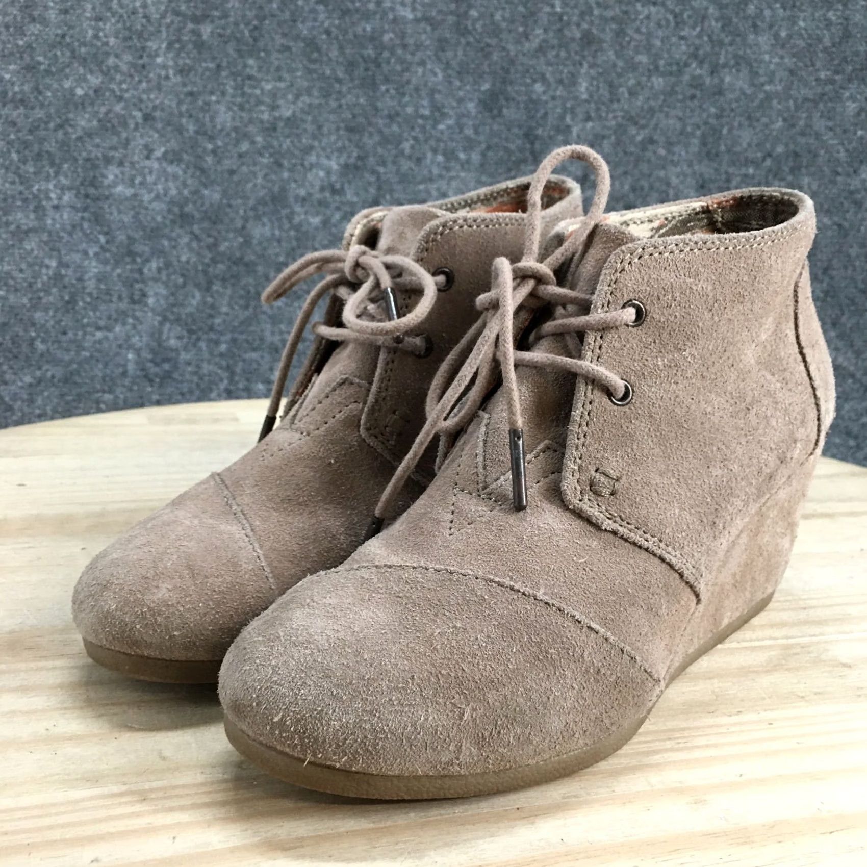 Toms TOMS Boots Womens 7 Wedge Desert Ankle Bootie Lace Up Brown Suede Comfort Casual Shoes Size US 7 / IT 37 - 4 Thumbnail