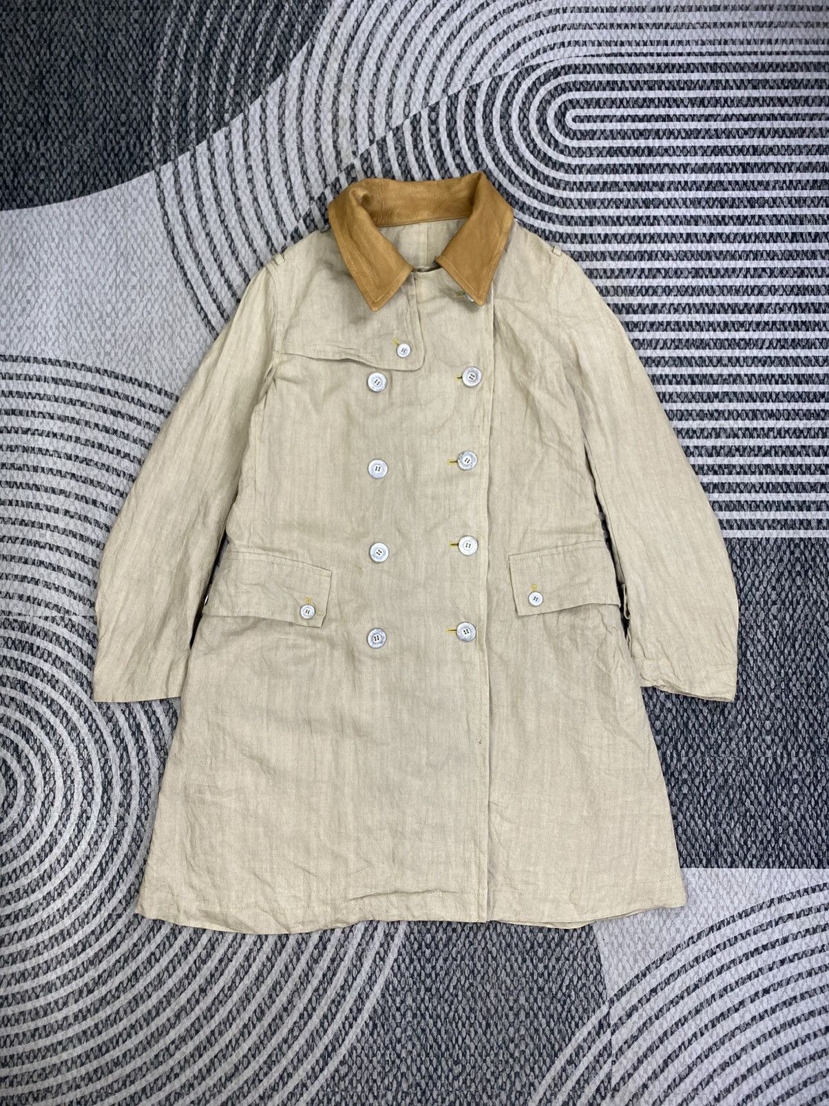 Japanese Brand Vintage Robes & Confections Leather Collar Long Jacket Size US M / EU 48-50 / 2 - 1 Thumbnail