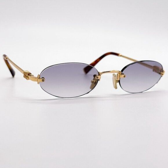 Miu Miu NEW MIU MIU SUNGLASSES MUA54S 5AK04O OVAL GOLD WOMEN SUNGLAS Size ONE SIZE - 7 Thumbnail