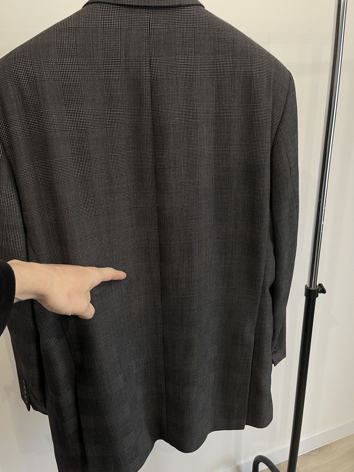 Valentino Vintage Valentino Uomo Grey Brown Plaid Wool Blazer Jacket Size 44R - 6 Thumbnail