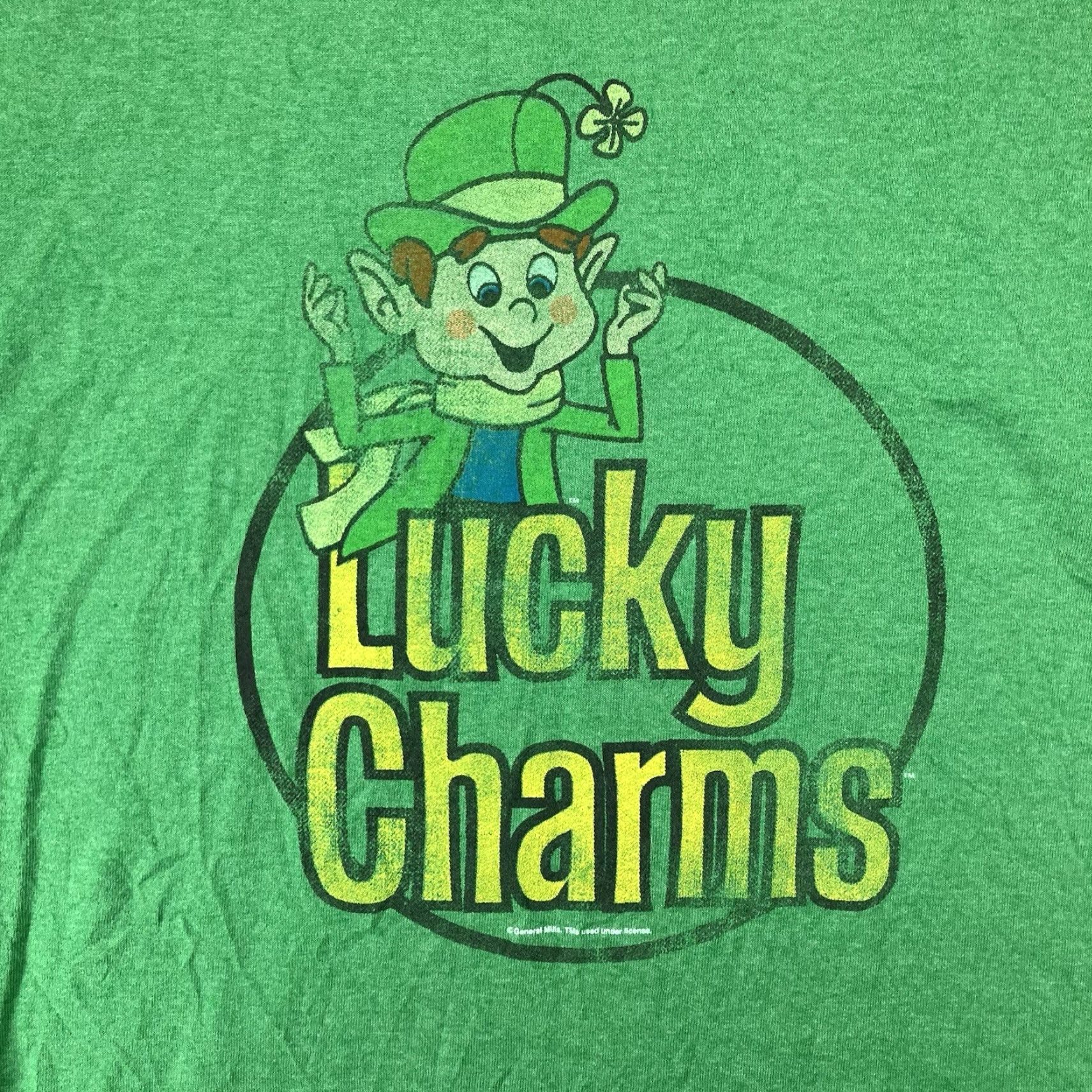 Vintage VINTAGE Delta Pro Weight Mens T-Shirt Green Large Crew Neck Short Sleeve Graphic Print Retro Lucky Charms Size US L / EU 52-54 / 3 - 3 Thumbnail