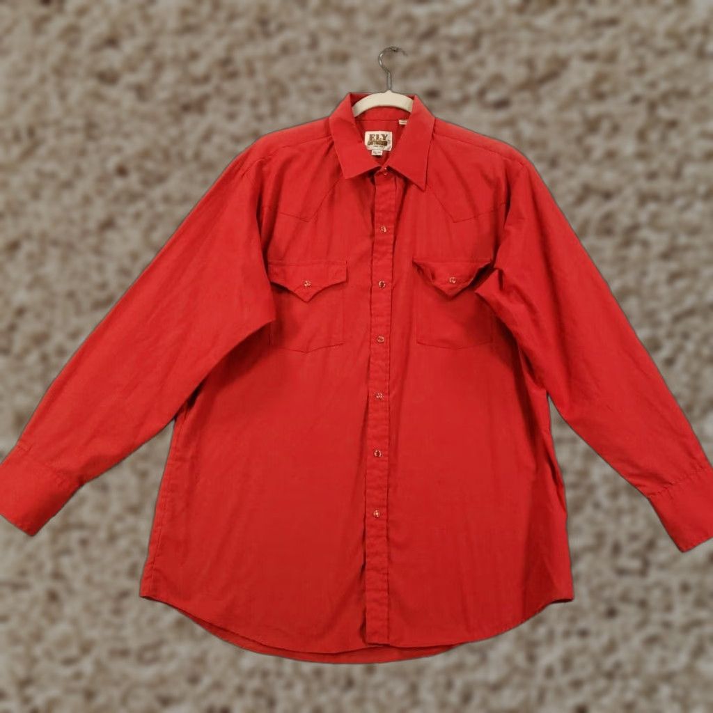 Vintage Ely Cattleman Western Pearl Snap Shirt Mens 16.5 34 Red Rodeo Cowboy Long Sleeve Size US L / EU 52-54 / 3 - 1 Thumbnail